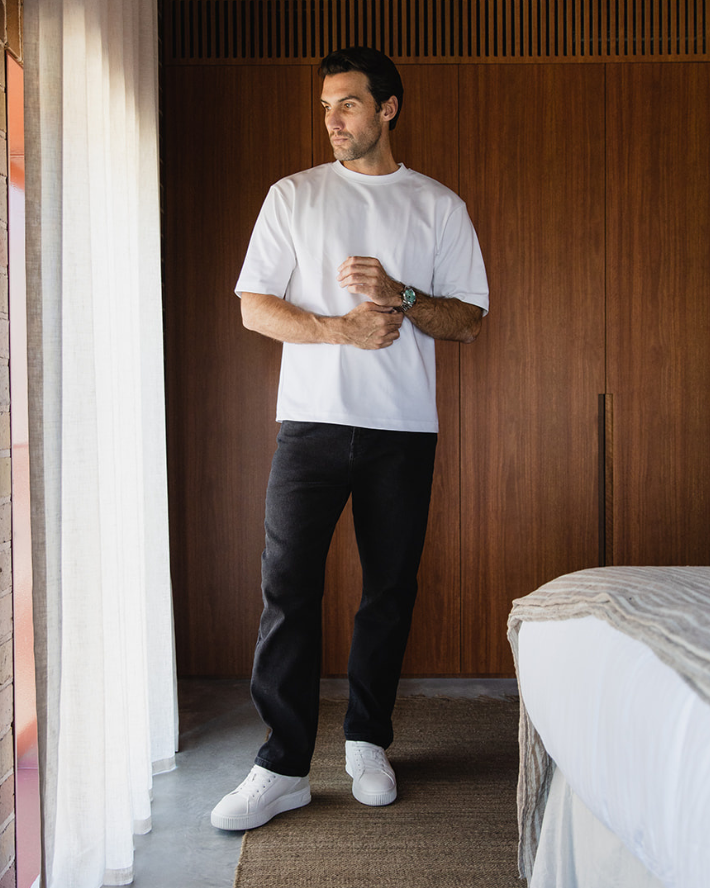 Jeans en denim noir vintage à coupe décontractée