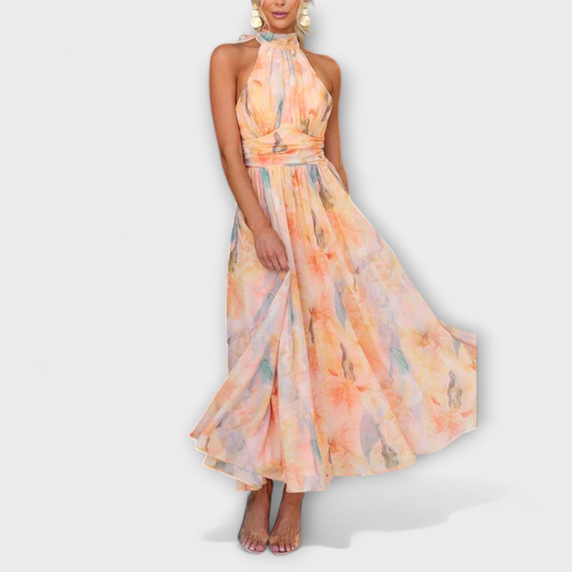 Robe longue de LUXE IVY à imprimé aquarelle