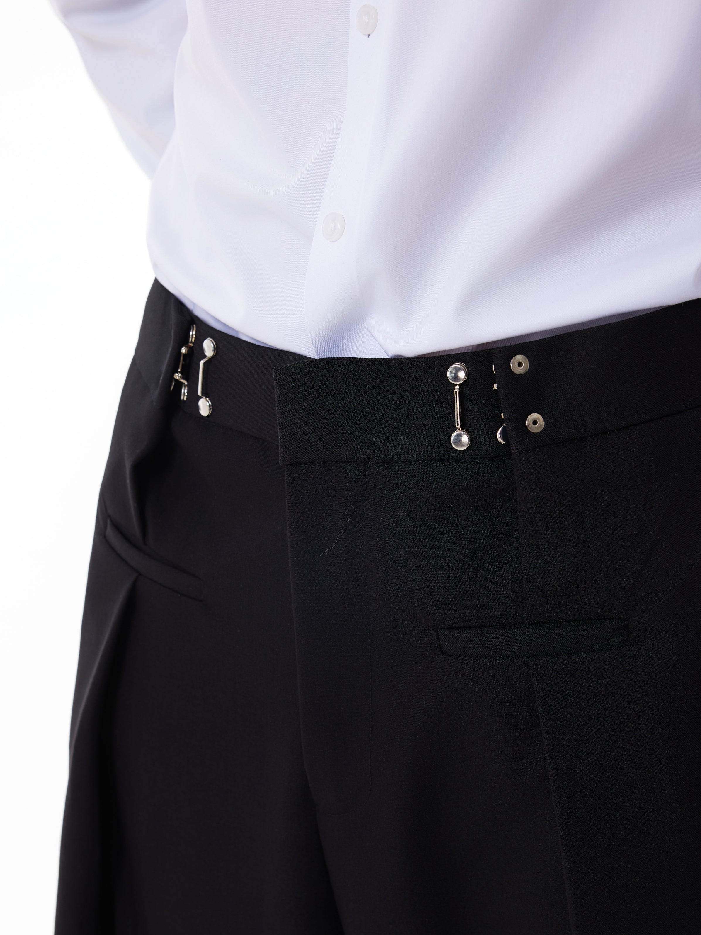 Pantalon plissé ELRON à taille ajustable avec crochet