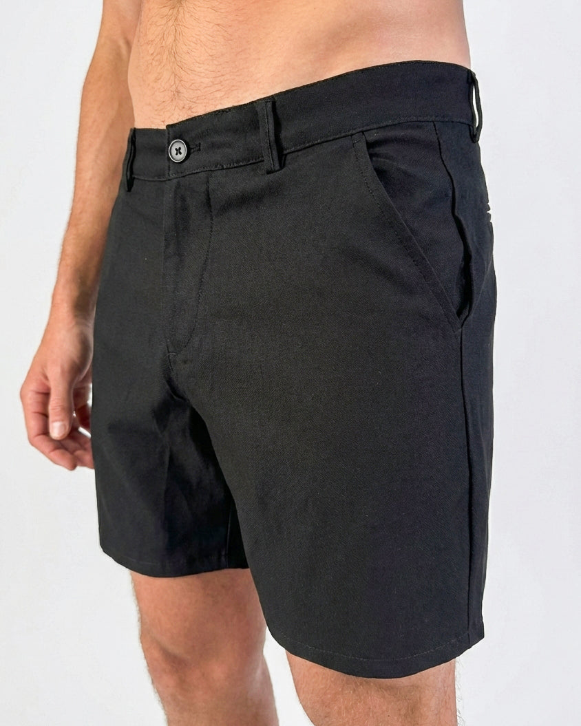 Shorts chinos noirs à coupe slim et stretch
