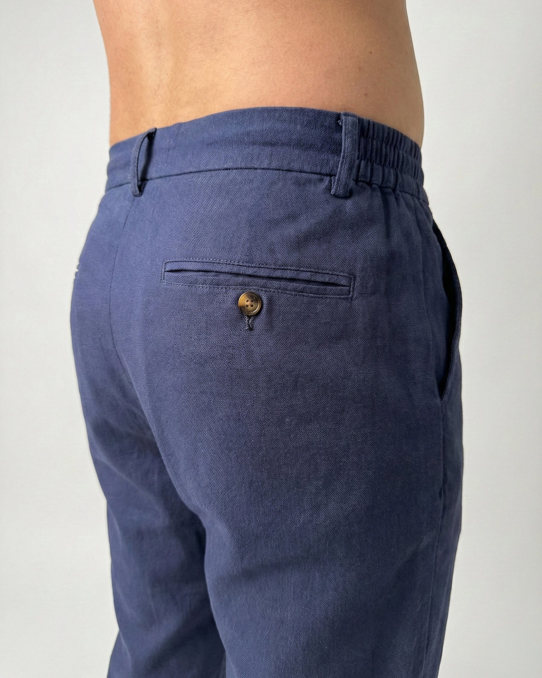 Pantalon en lin bleu marine - léger et respirant