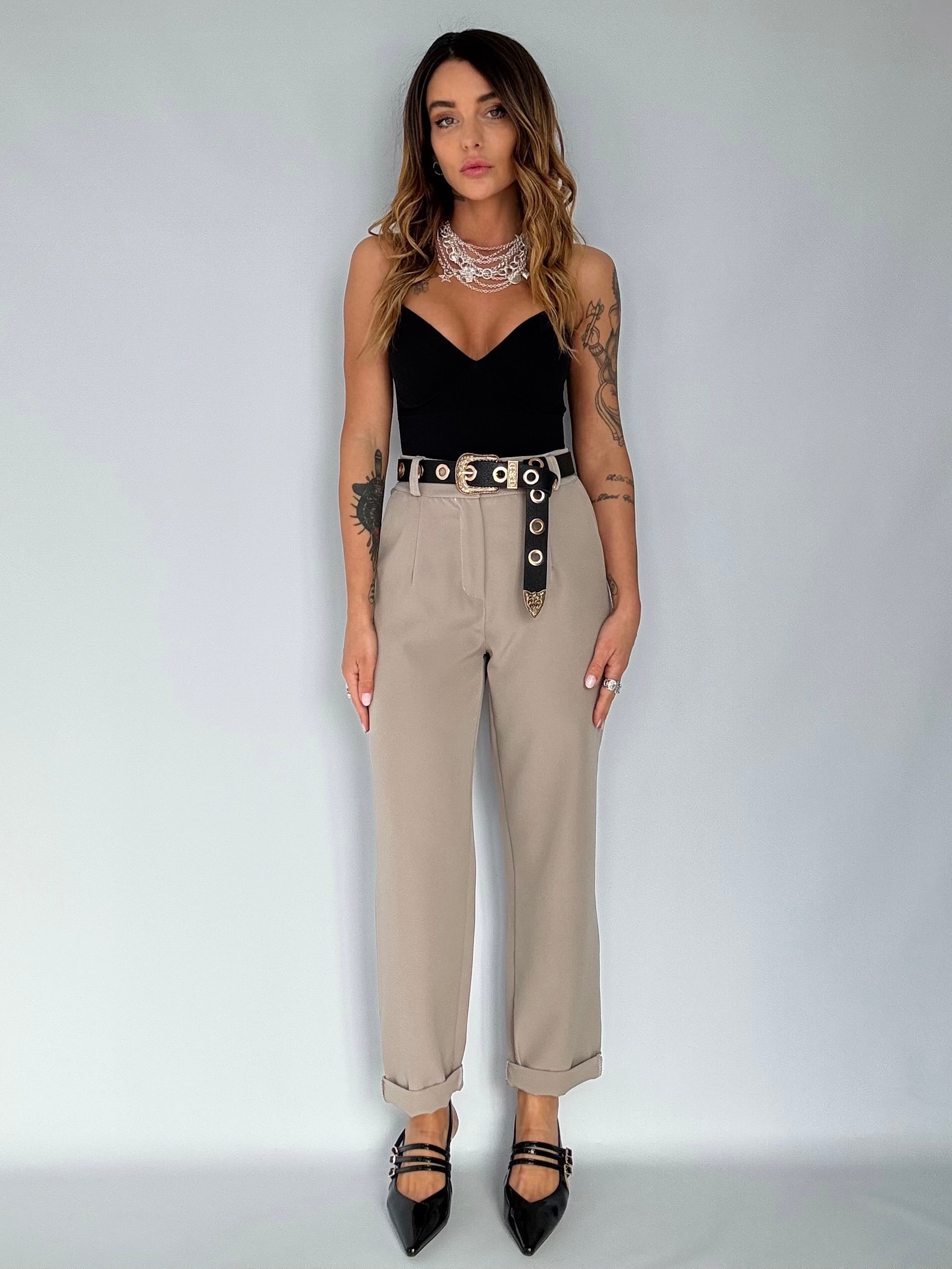 BEIGELLE – Veste Légère et Pantalon Plissé pour une Élégance Sans Effort