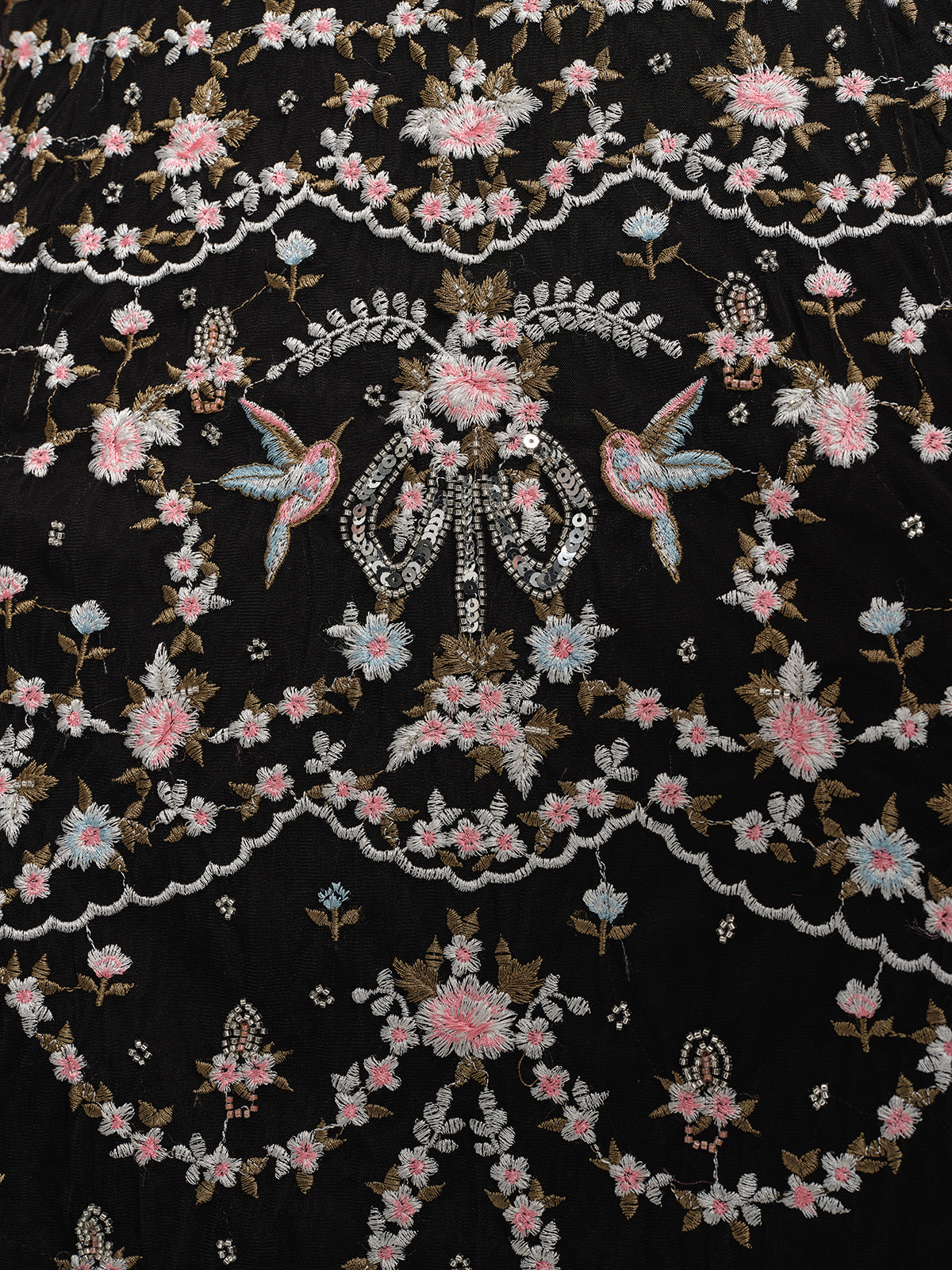 Robe en tulle brodée florale à volants VIOLETTE