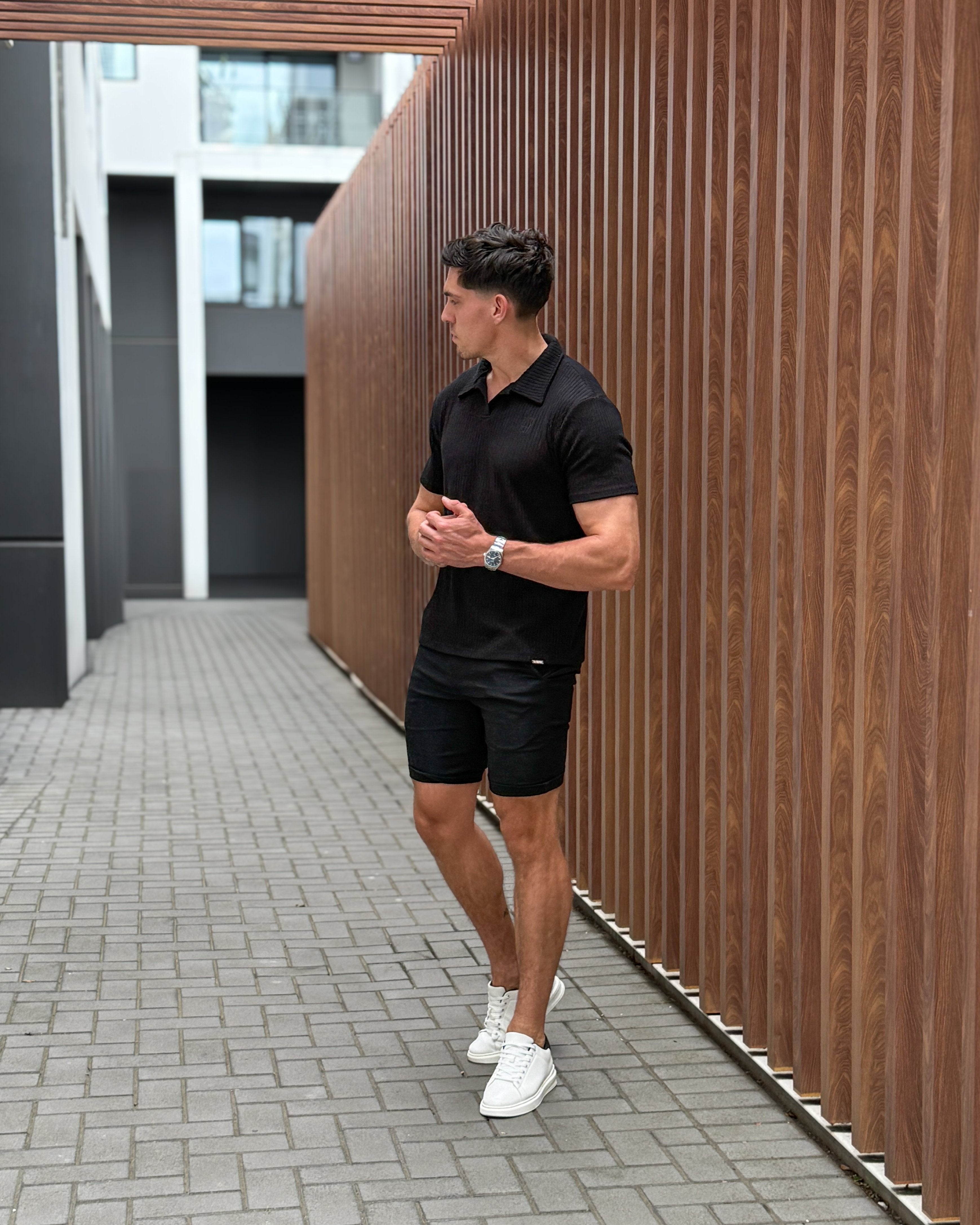Shorts chinos noirs en stretch - Confortables et flexibles pour un usage quotidien