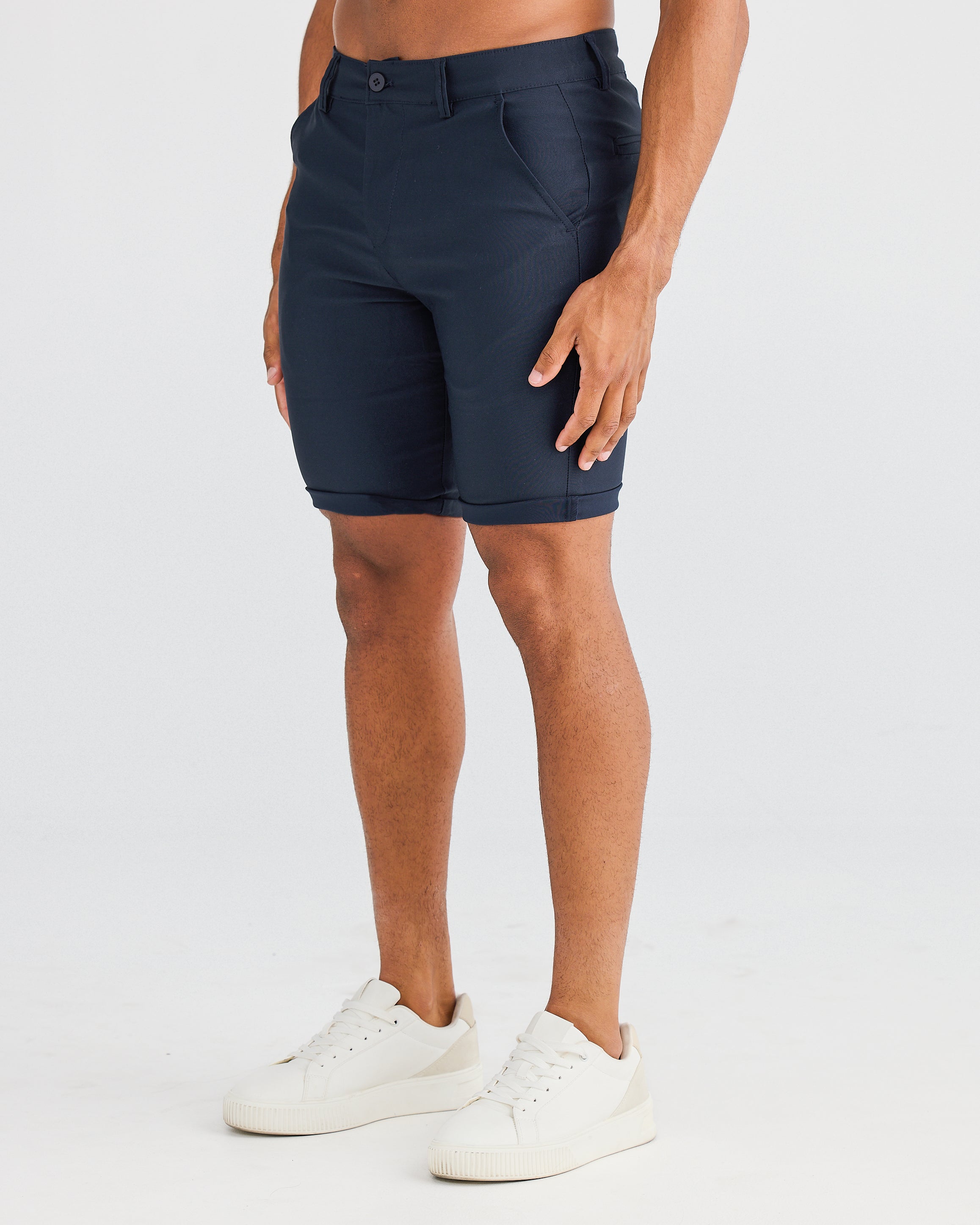 Shorts chino stretch bleu marine - Confort tout au long de la journée et style classique