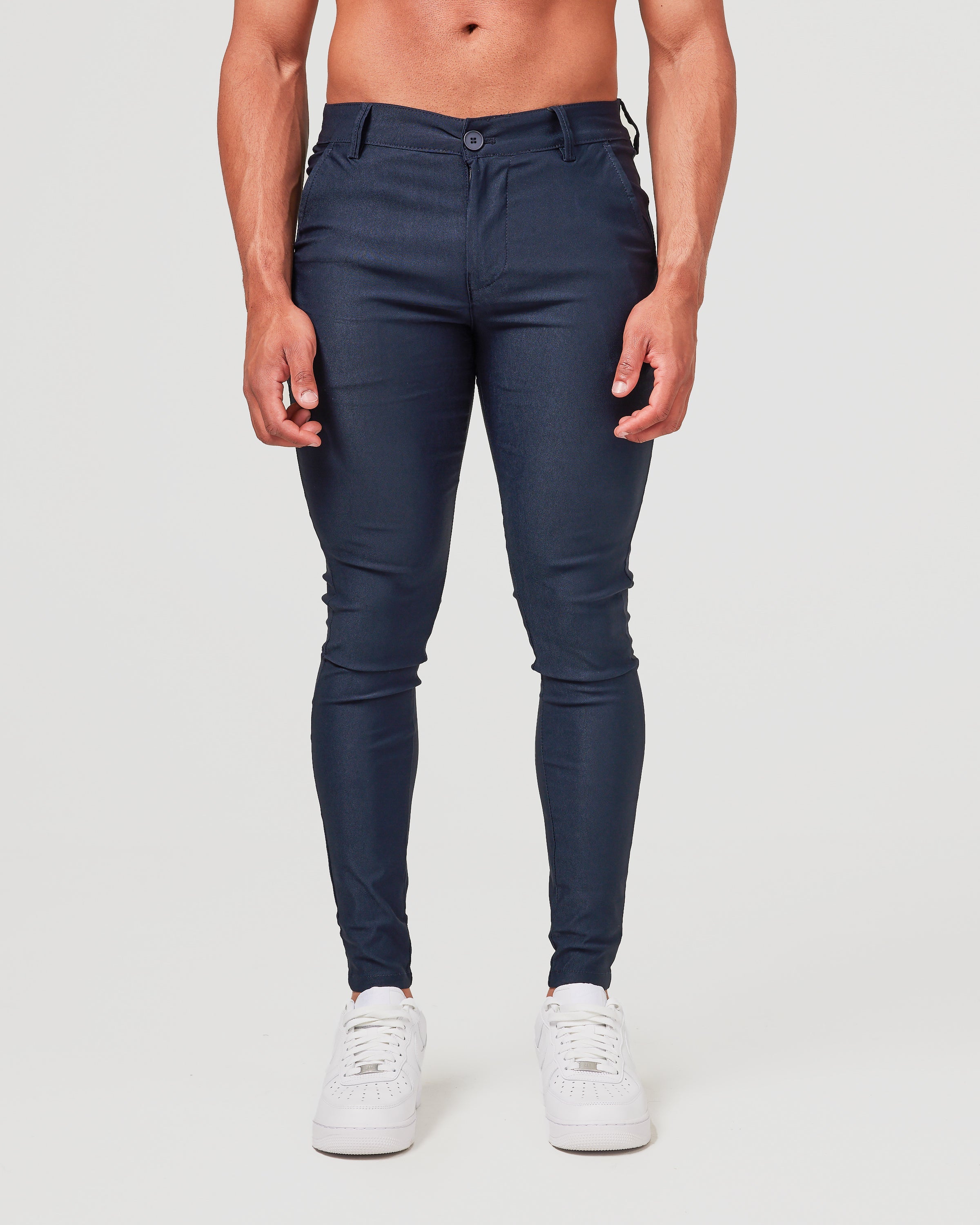 Pantalon chino bleu marine à coupe slim