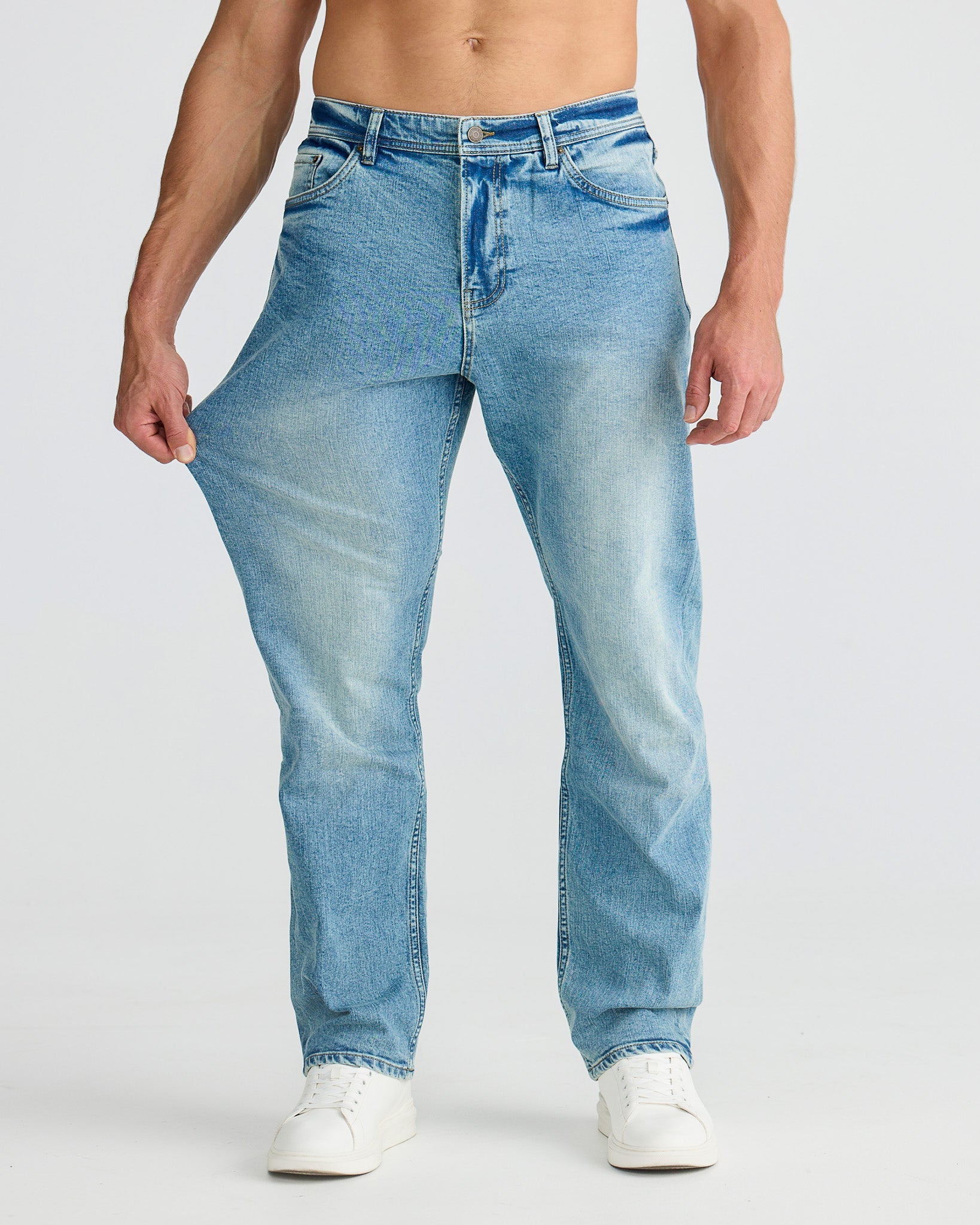 Jean bleu vintage intemporel à coupe décontractée