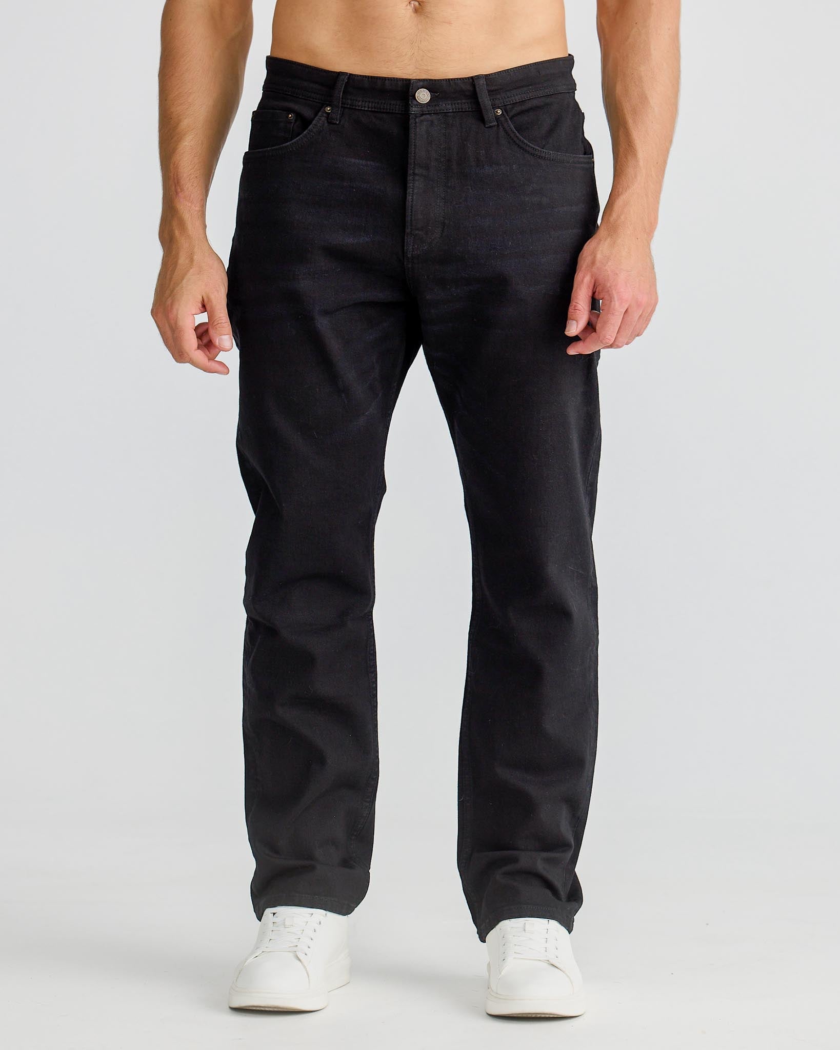 Jeans en denim noir vintage à coupe décontractée