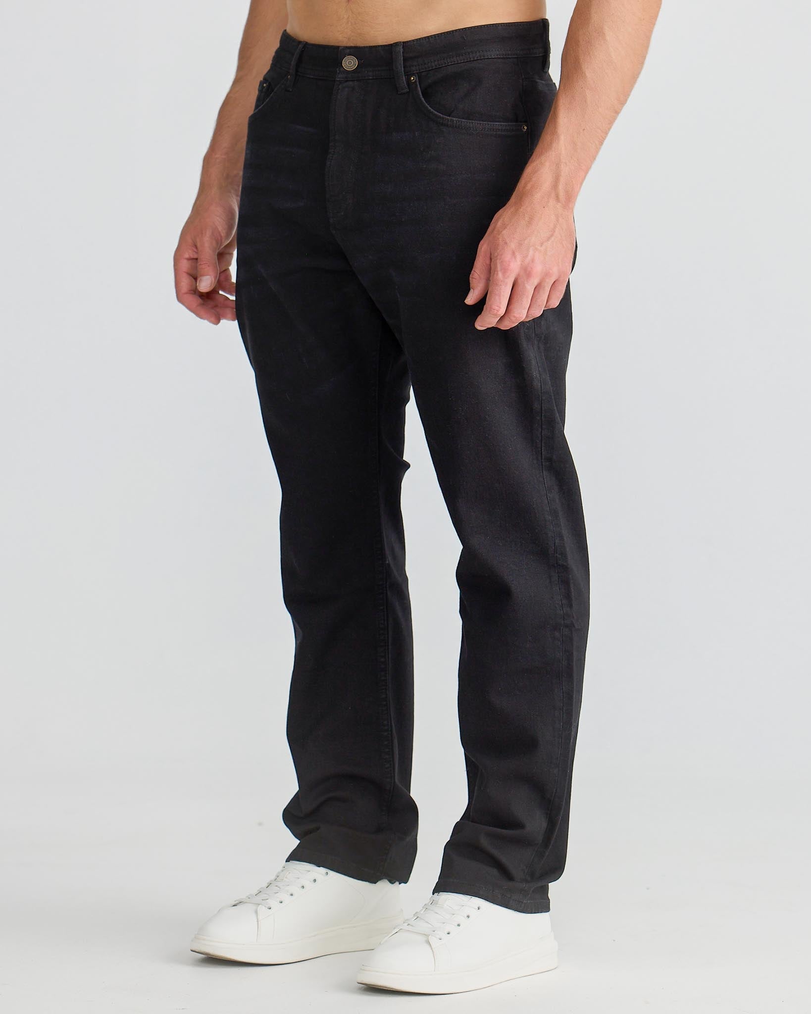 Jeans en denim noir vintage à coupe décontractée