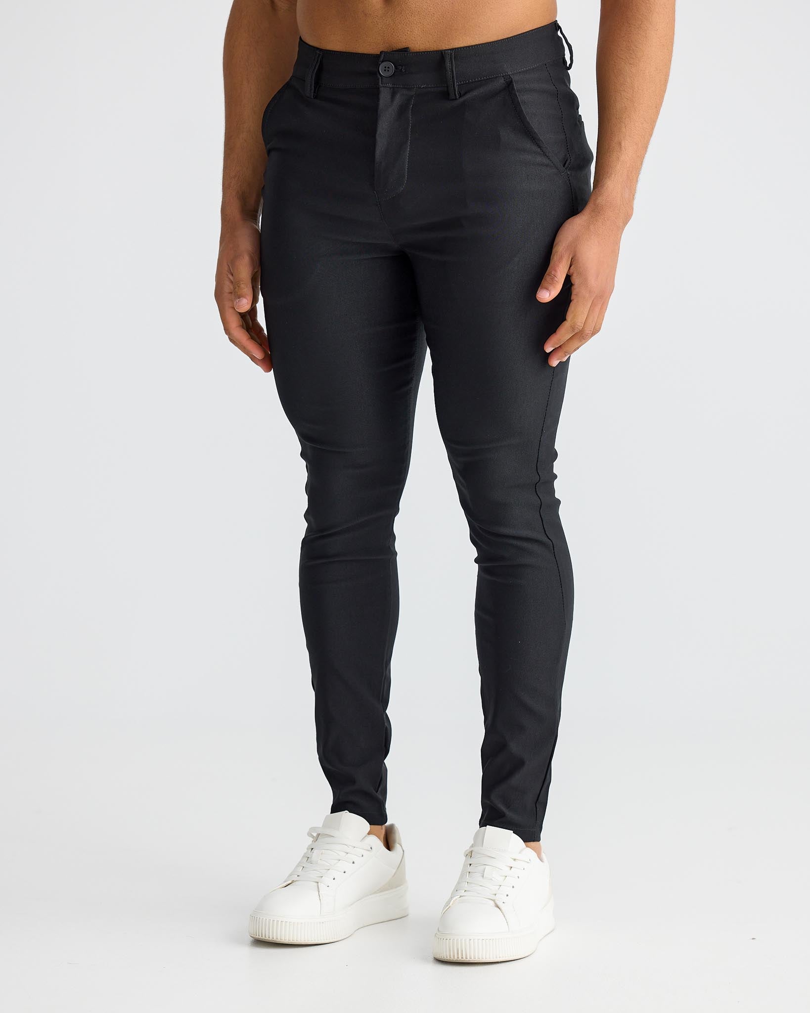 Pantalon chino noir à coupe skinny