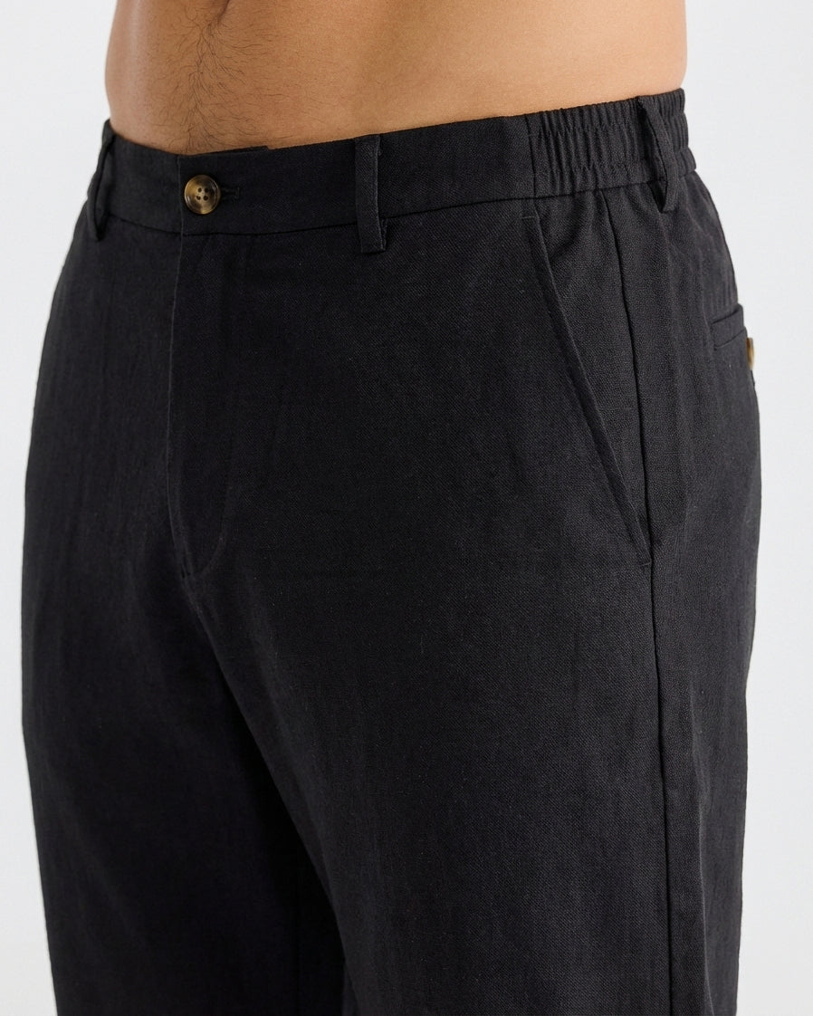 Pantalon noir en lin - style sans effort et confort respirant