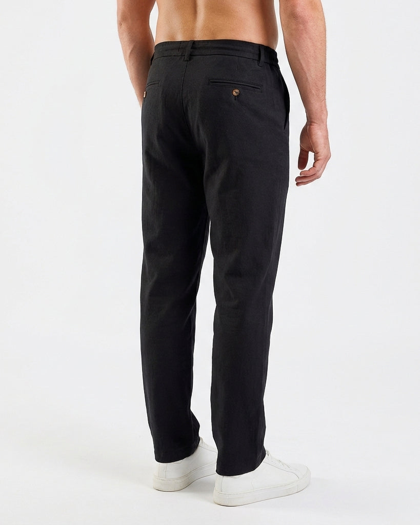 Pantalon noir en lin - style sans effort et confort respirant