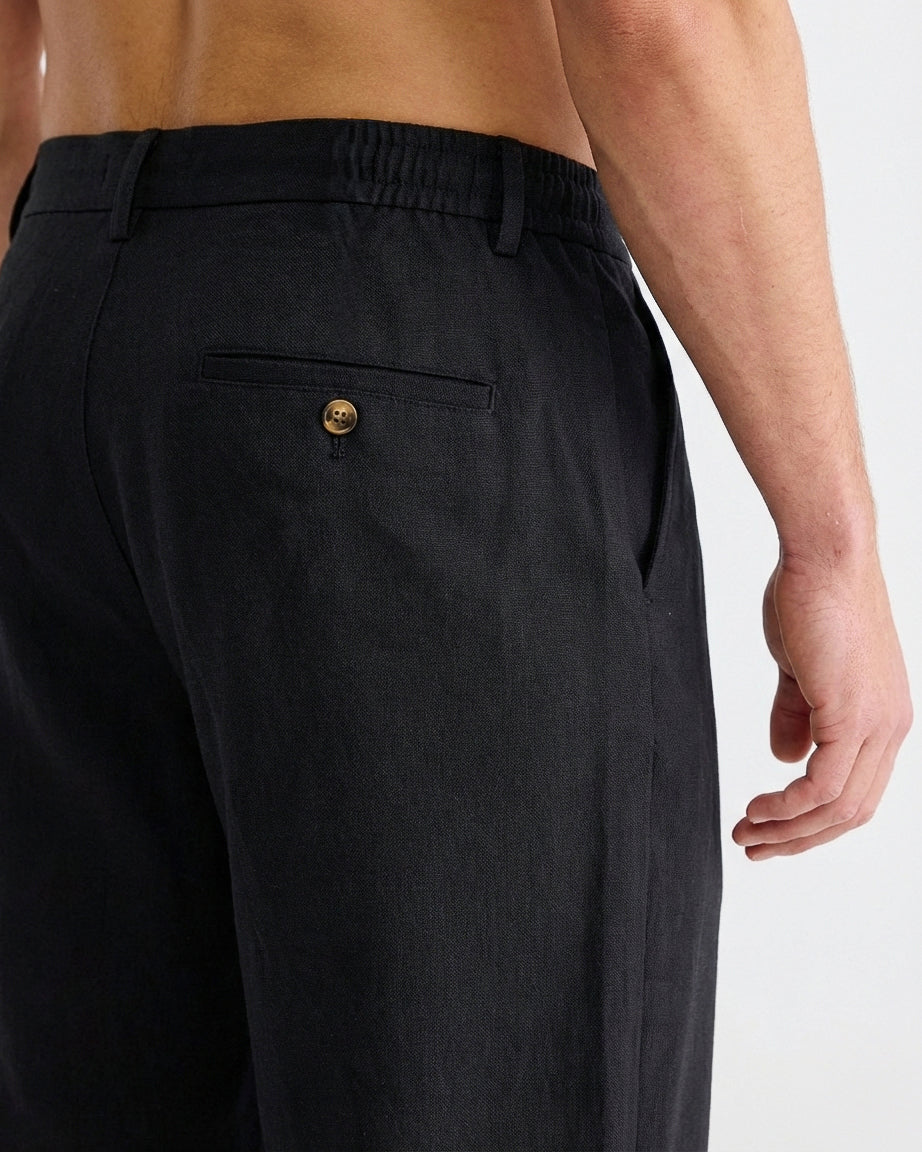 Pantalon noir en lin - style sans effort et confort respirant