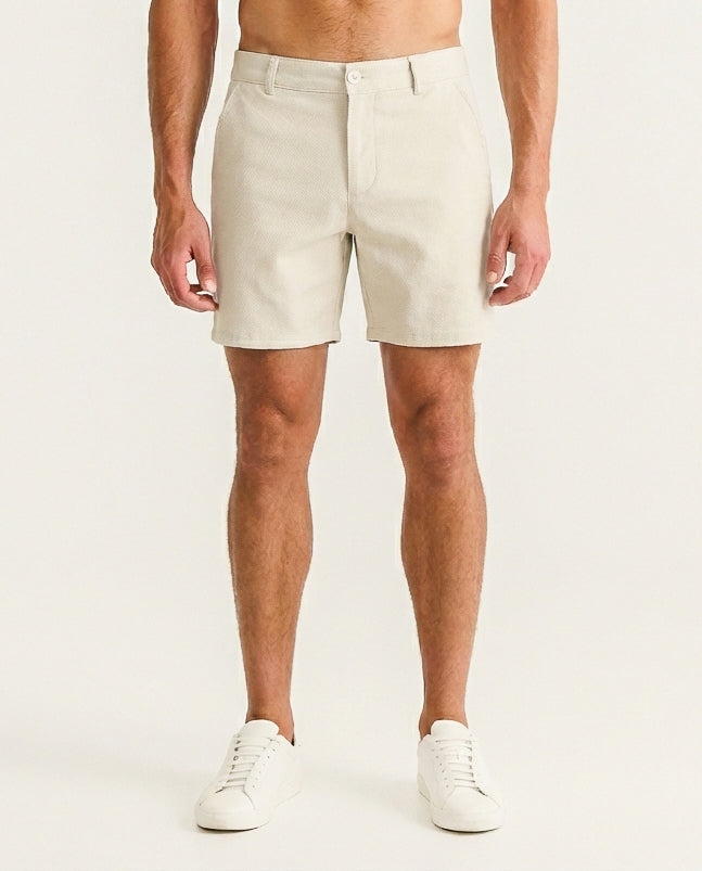Shorts chinos stretch slim-fit couleur sable