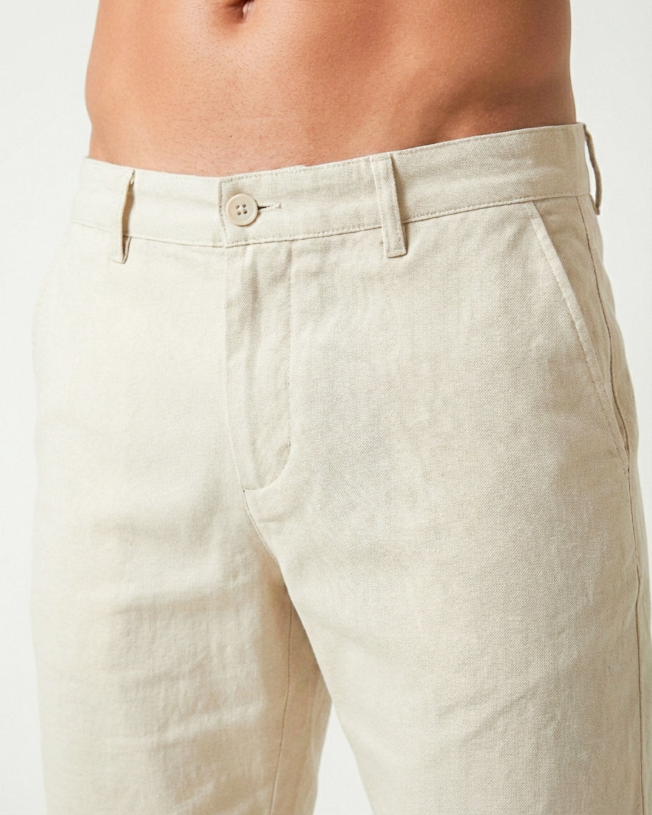 Shorts chinos stretch slim-fit couleur sable