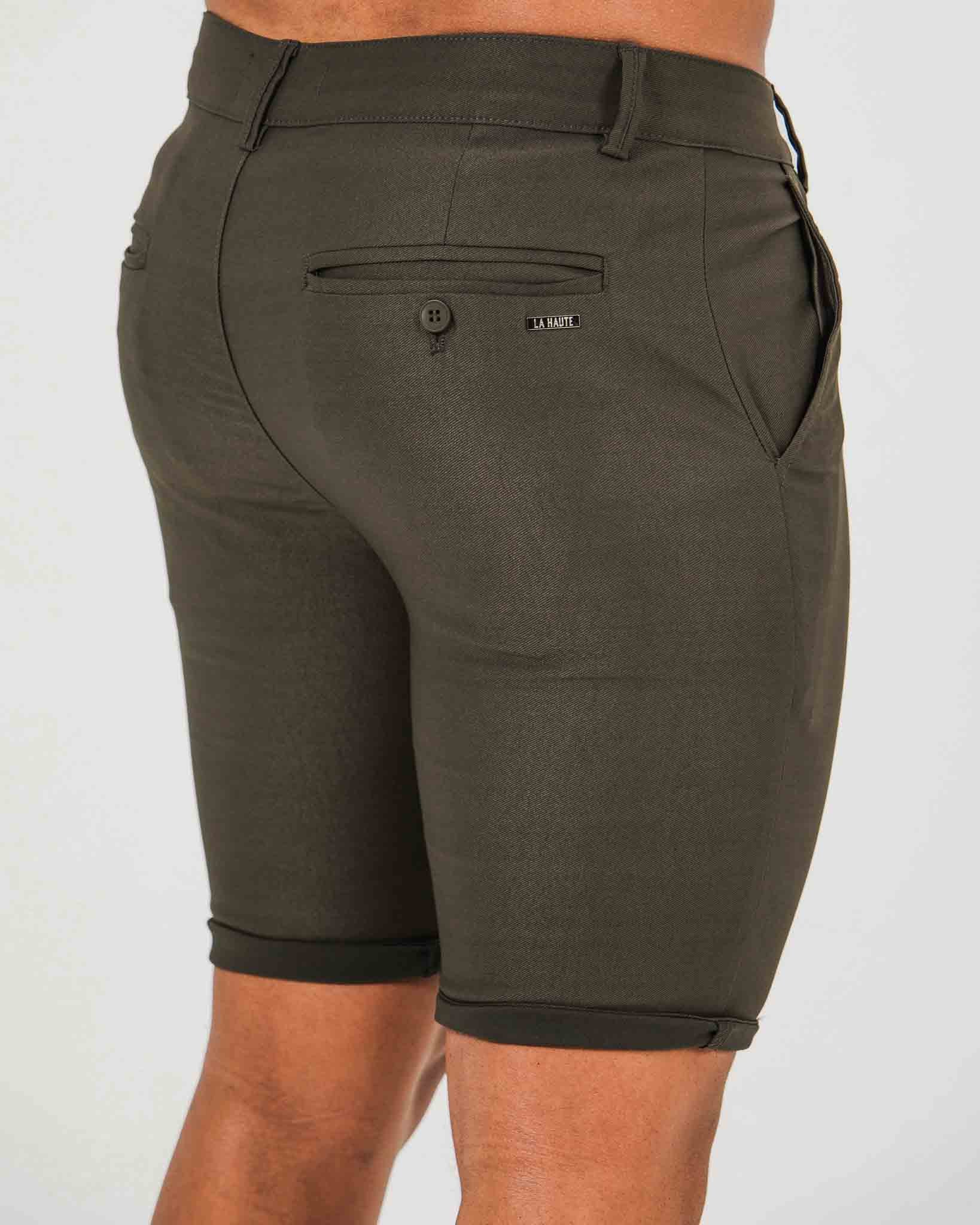Shorts chinos stretch olive - Confortables et souples pour un usage quotidien