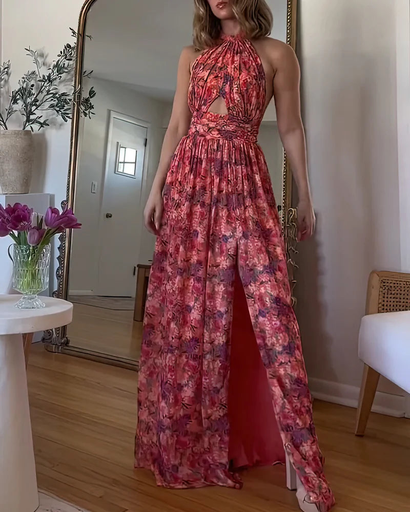 LIVA | Robe longue dos nu à imprimé floral