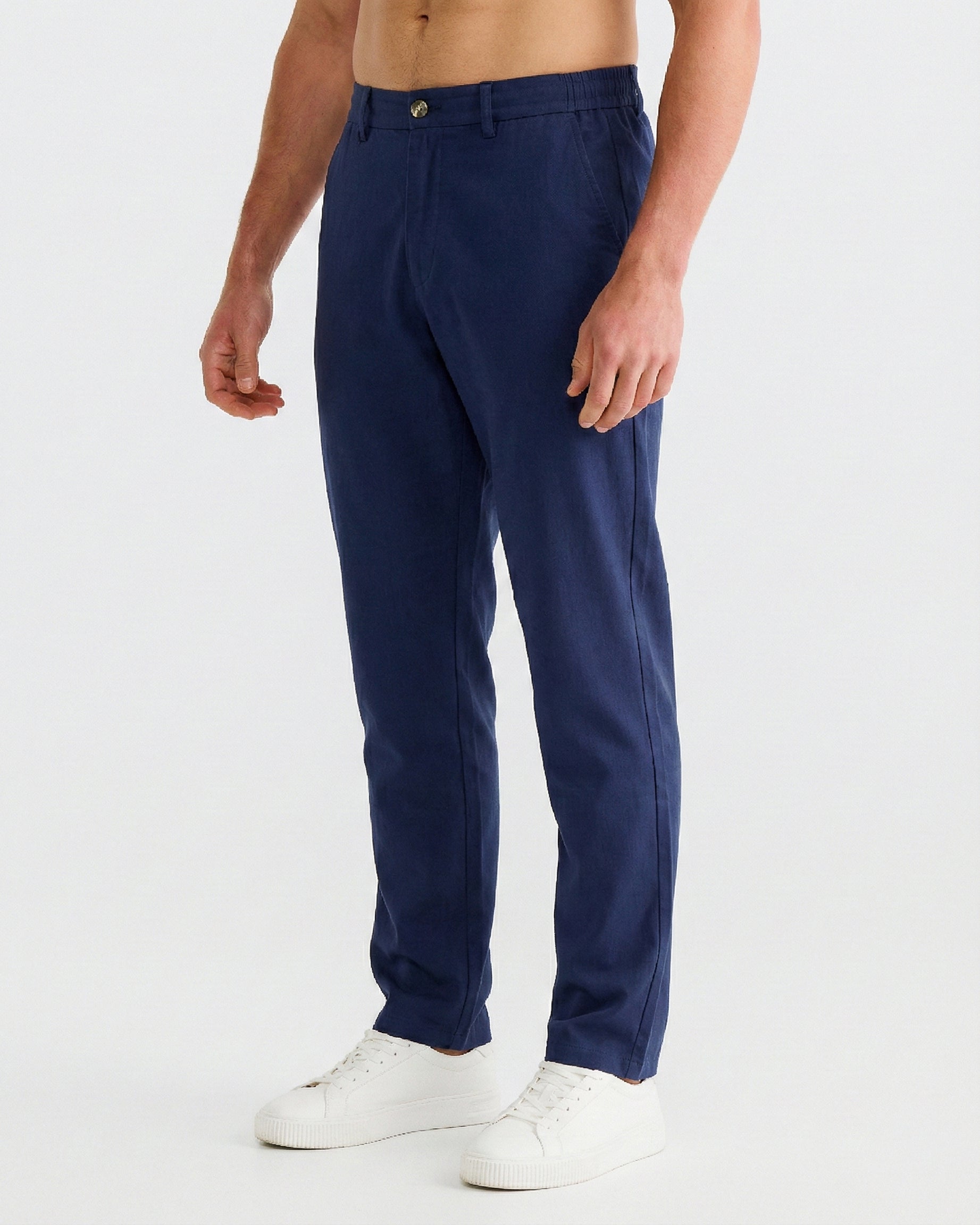 Pantalon en lin bleu marine - léger et respirant