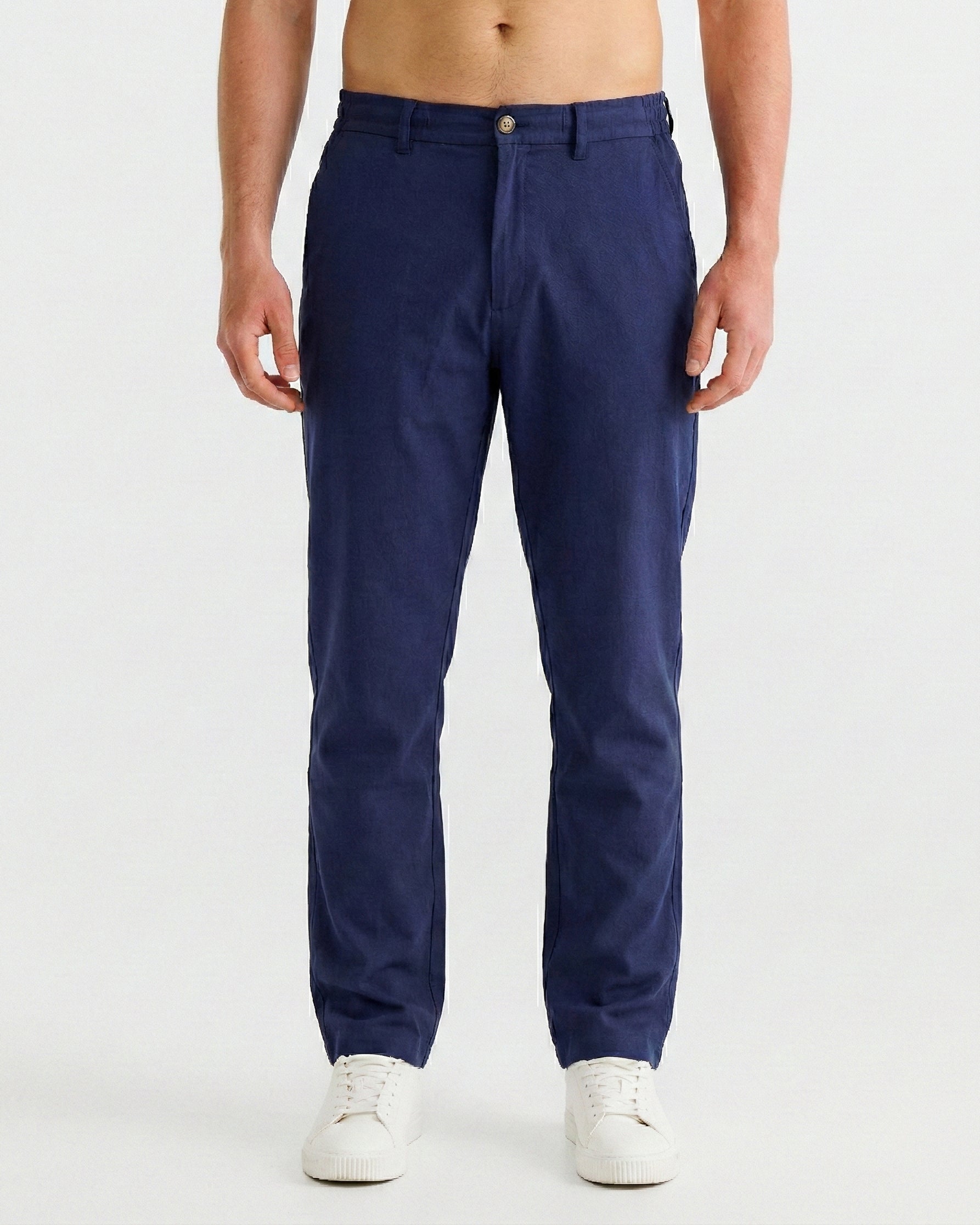 Pantalon en lin bleu marine - léger et respirant