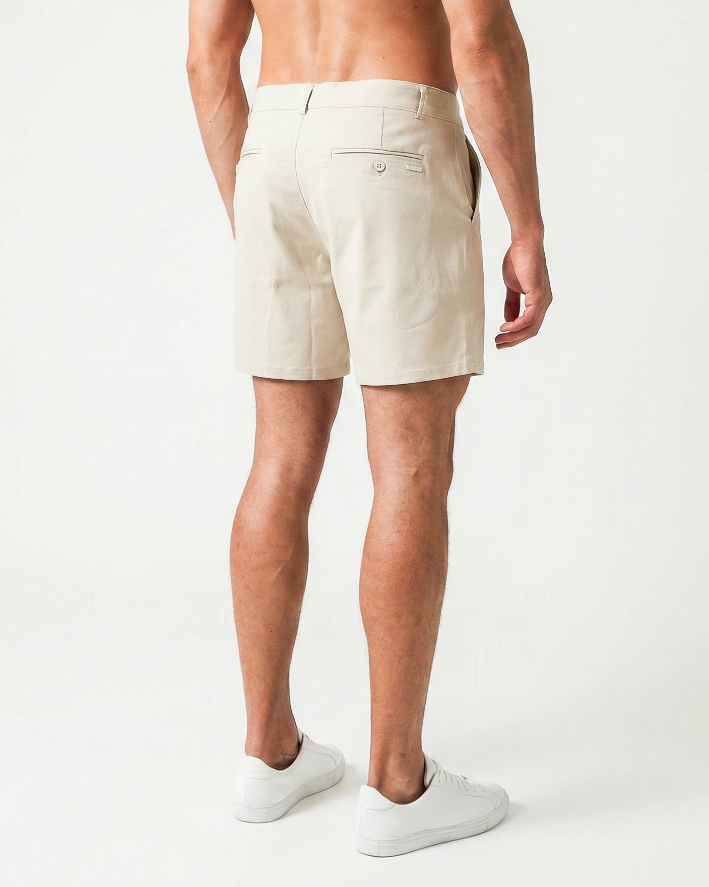 Shorts chinos stretch slim-fit couleur sable
