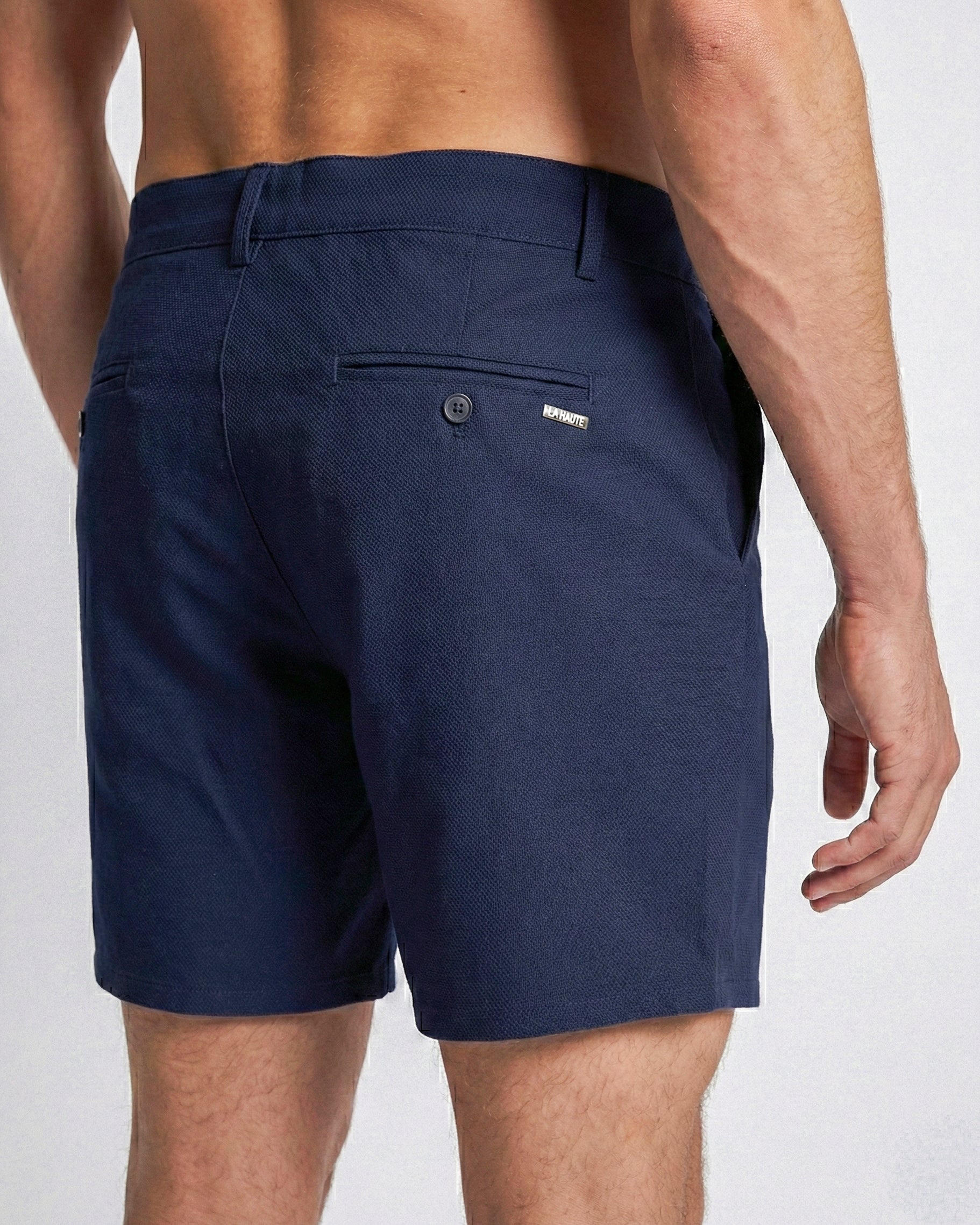 Shorts chino stretch bleu marine à coupe slim – Confort sur mesure et souplesse au quotidien