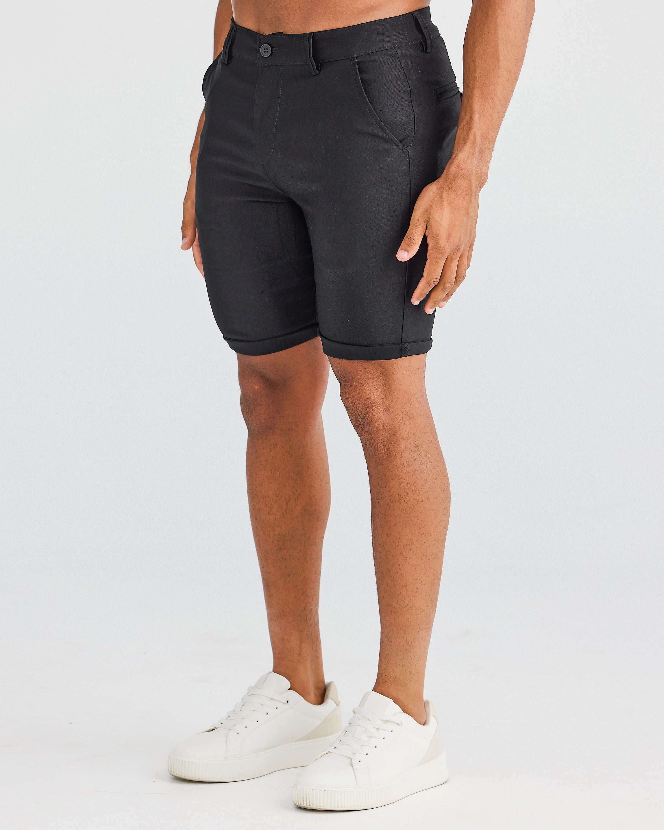 Shorts chinos noirs en stretch - Confortables et flexibles pour un usage quotidien