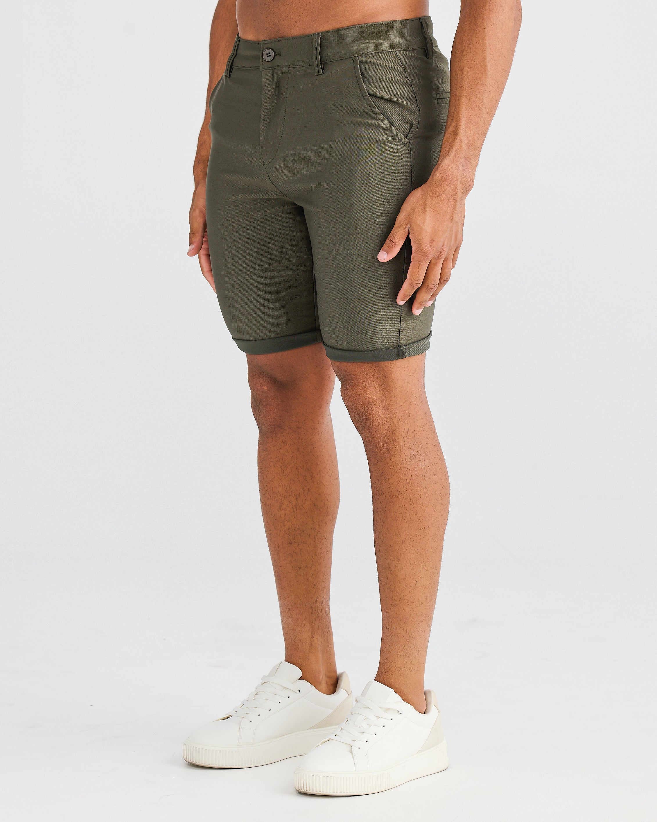 Shorts chinos stretch olive - Confortables et souples pour un usage quotidien