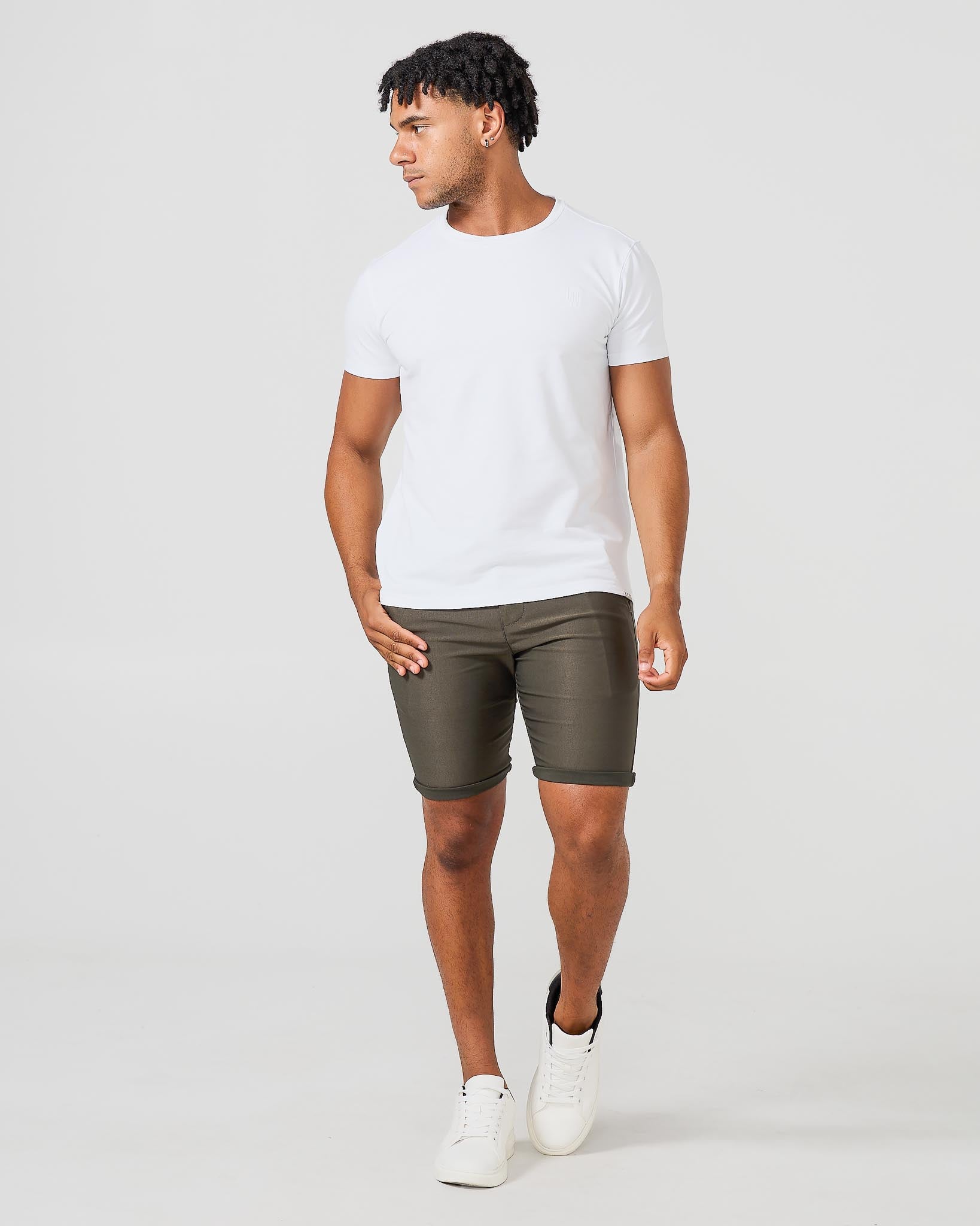 Shorts chinos stretch olive - Confortables et souples pour un usage quotidien
