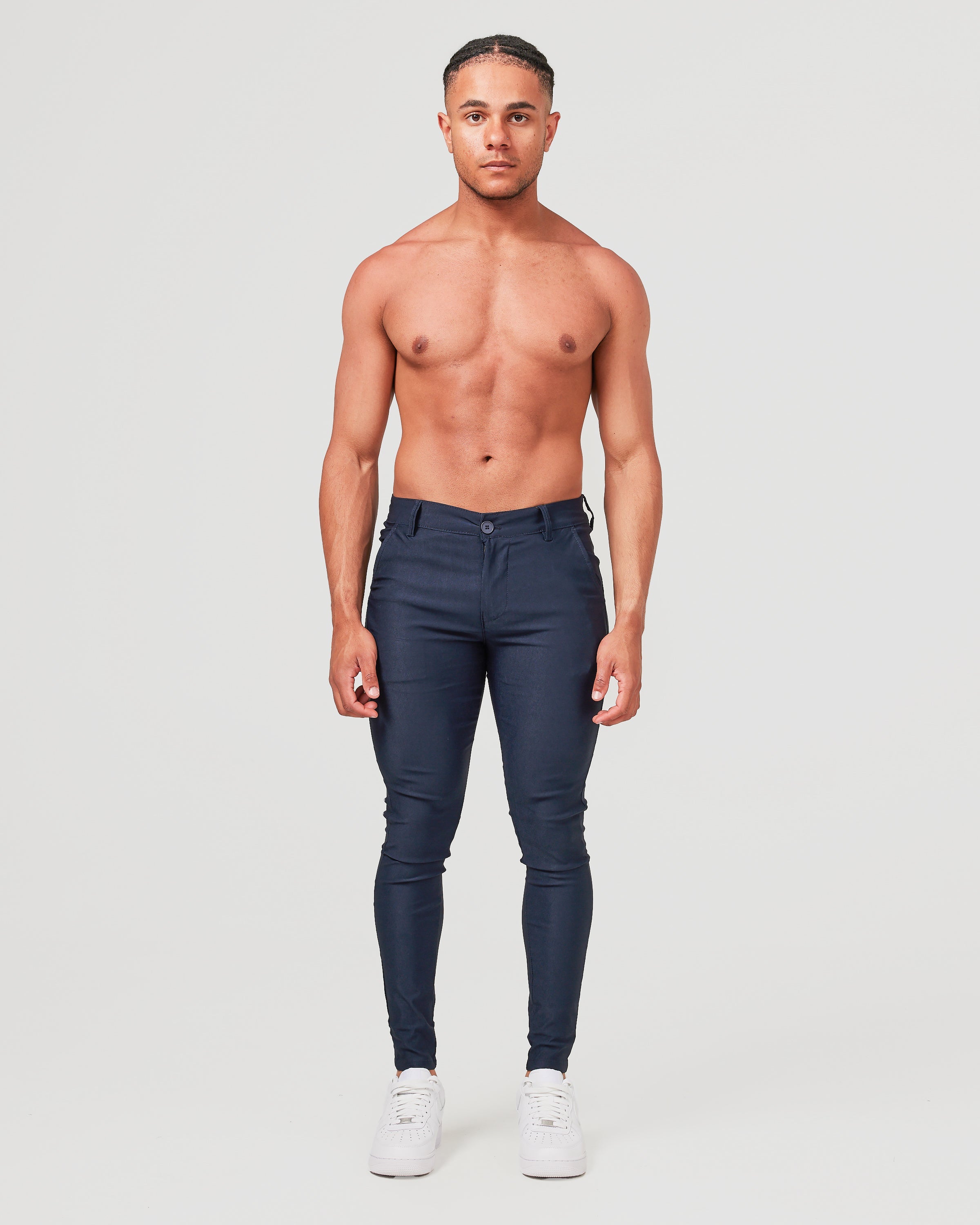 Pantalon chino bleu marine à coupe slim