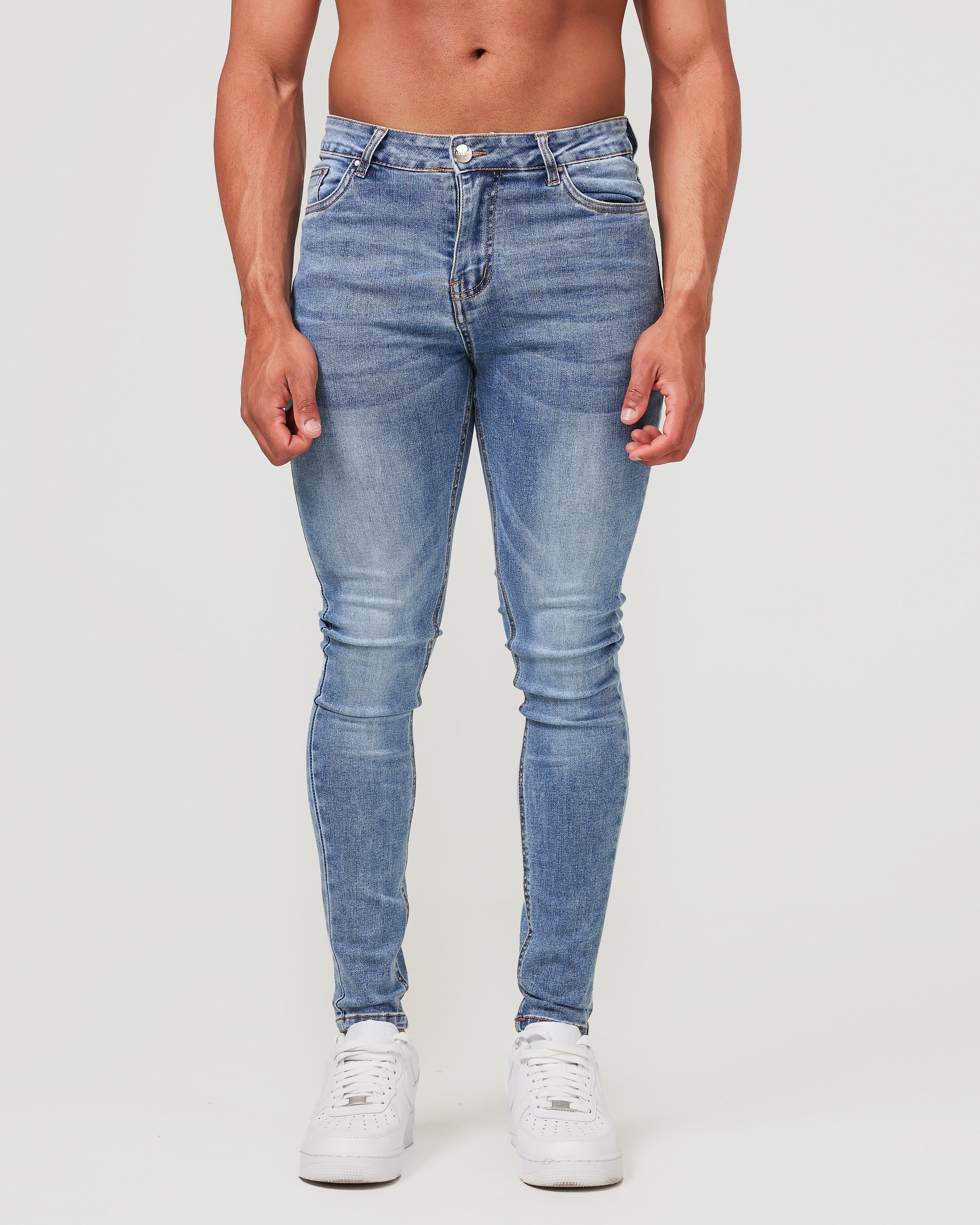 Jean skinny bleu délavé