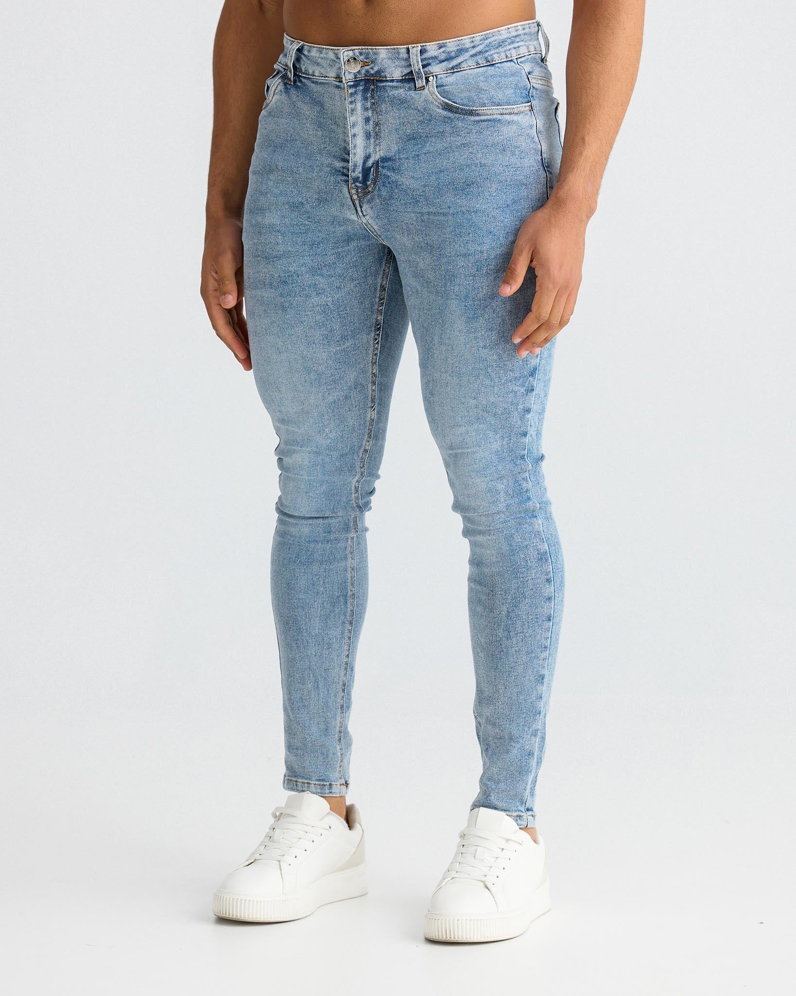 Jean skinny bleu délavé
