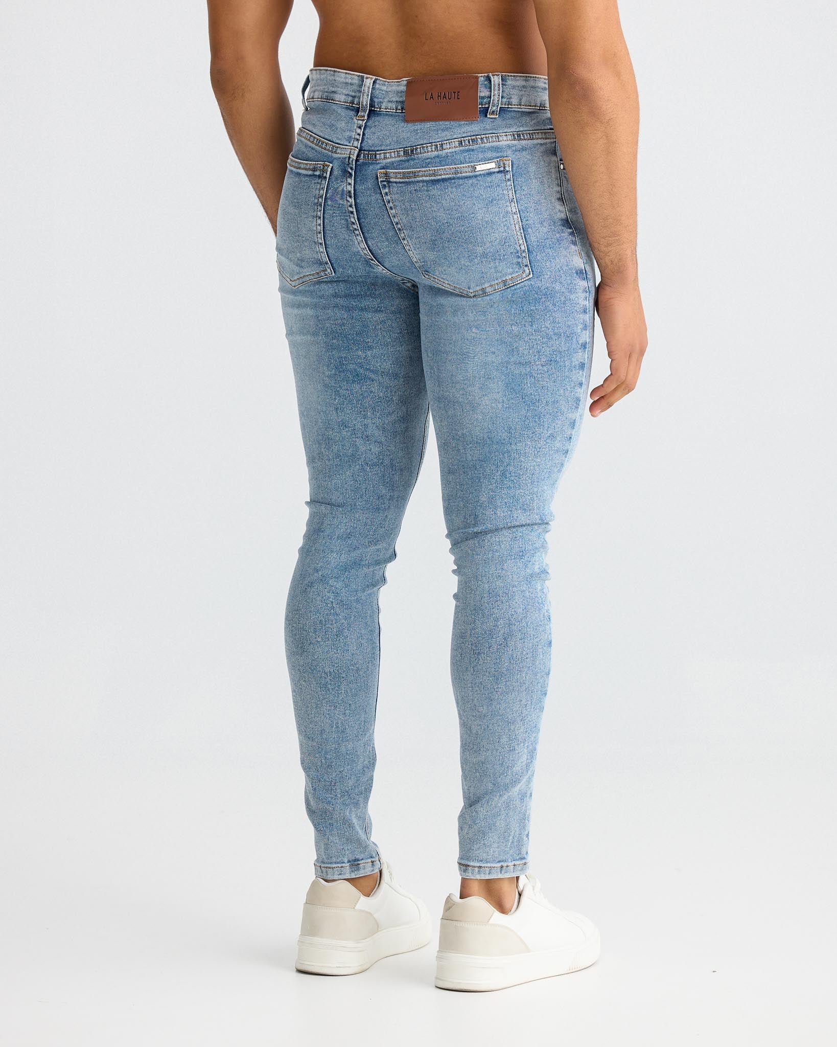 Jean skinny bleu délavé