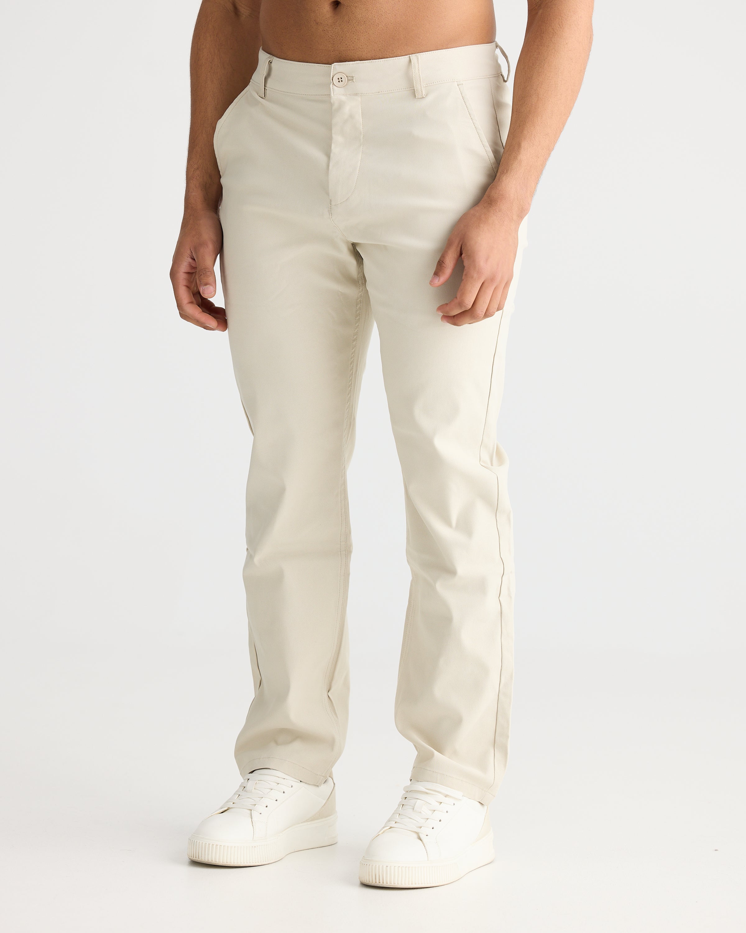 Pantalon chino à coupe décontractée couleur sable