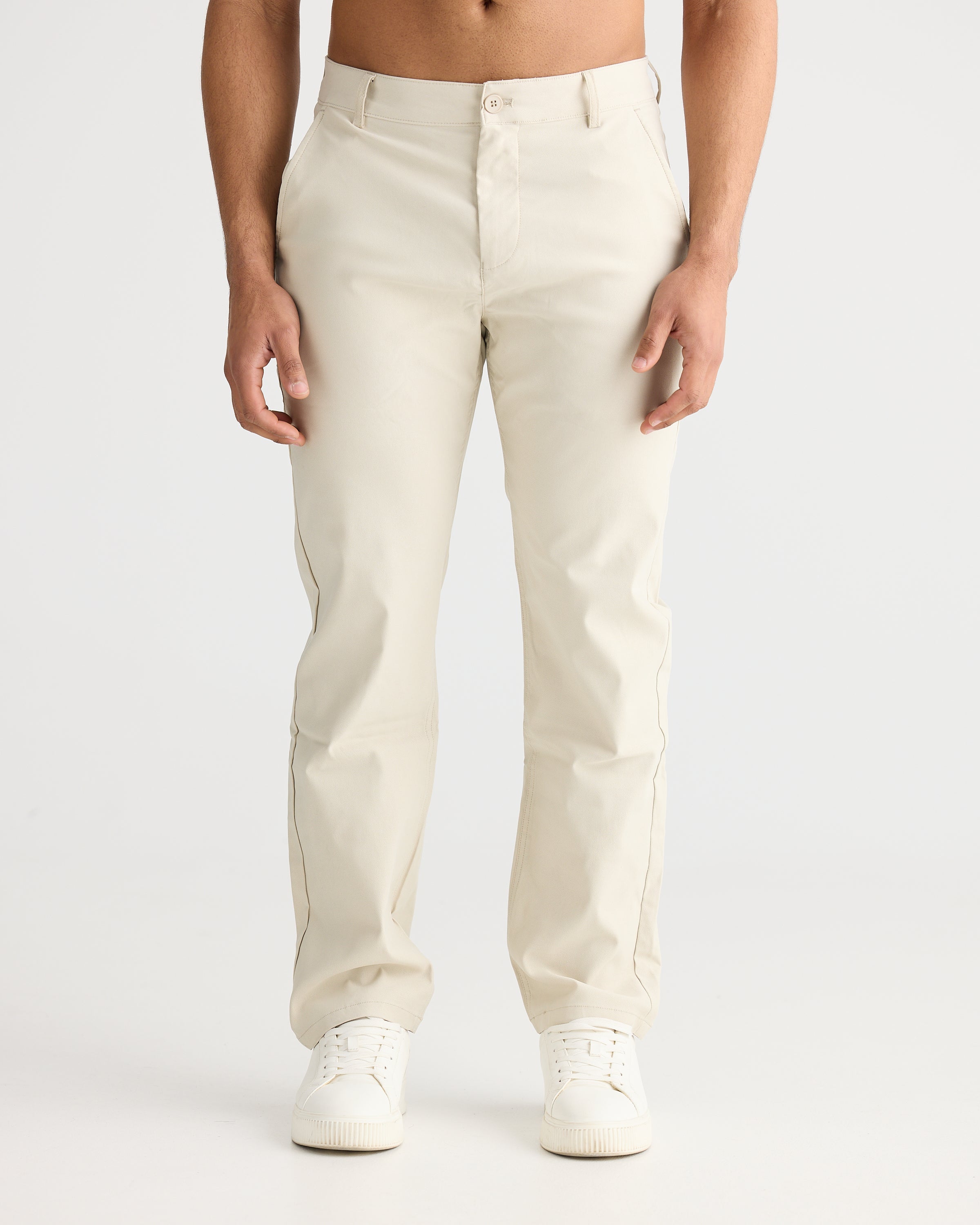 Pantalon chino à coupe décontractée couleur sable