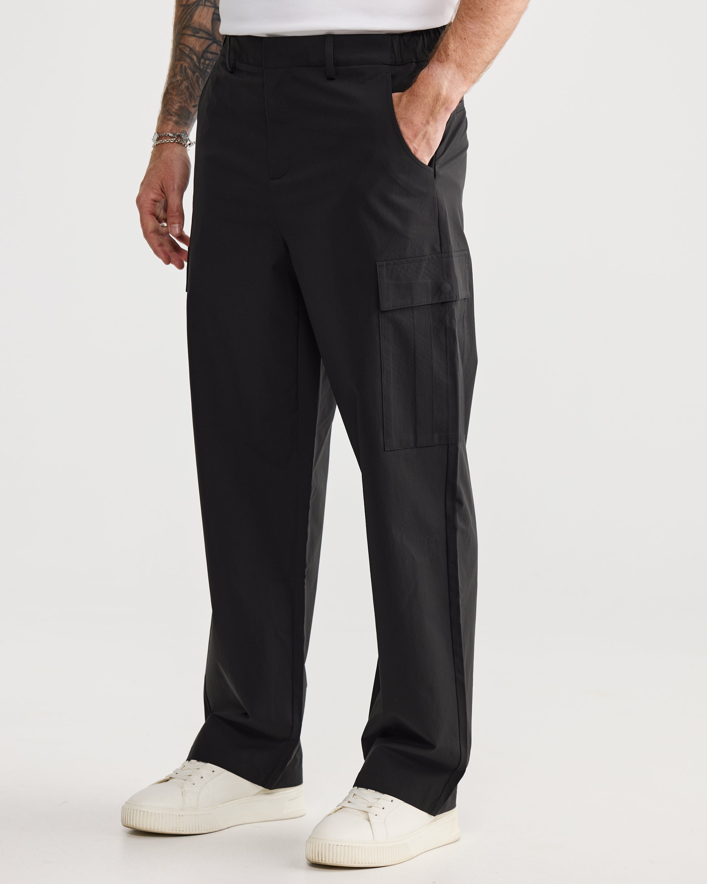 Pantalon cargo noir à coupe ample