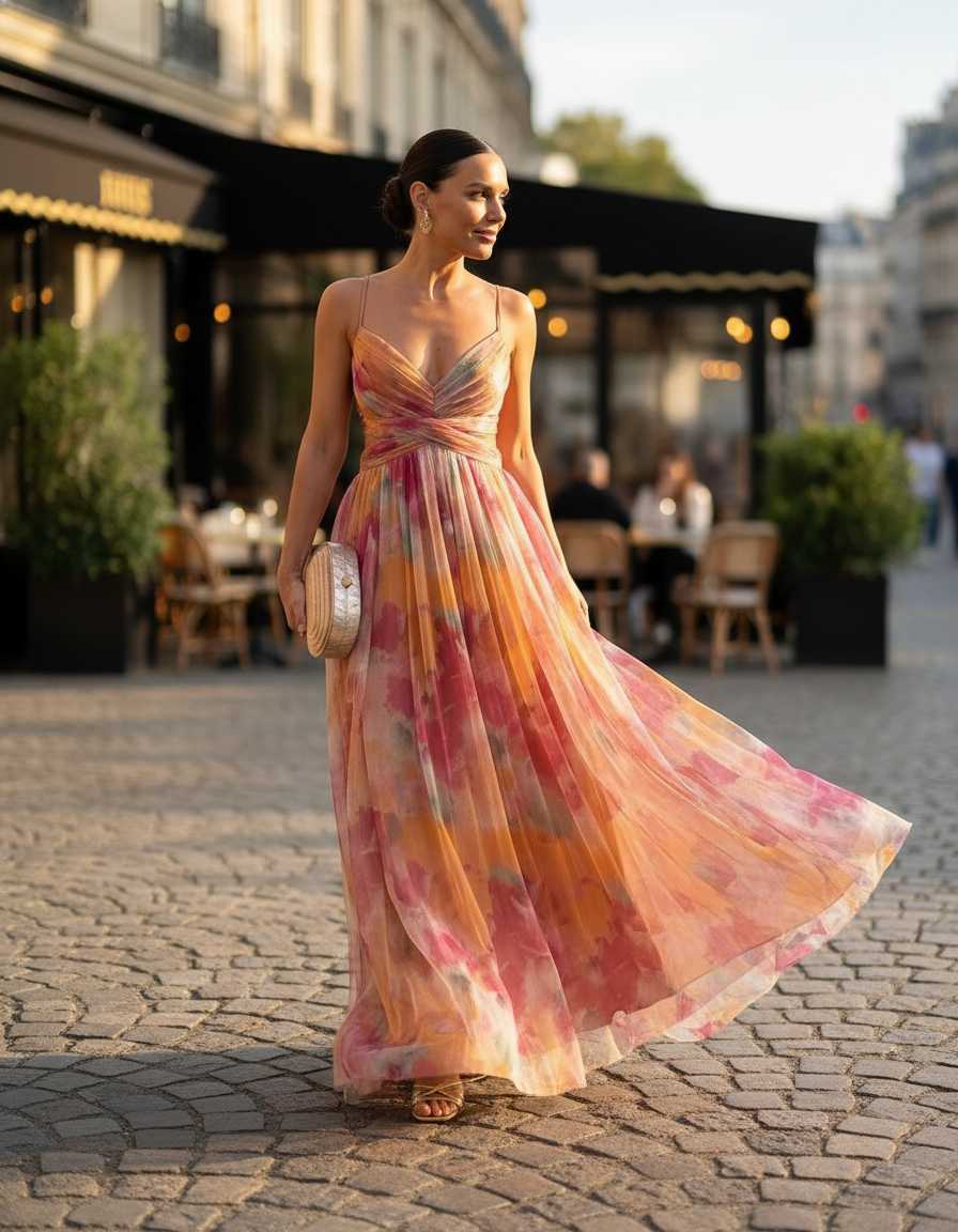 Robe longue à imprimé floral OLYNE