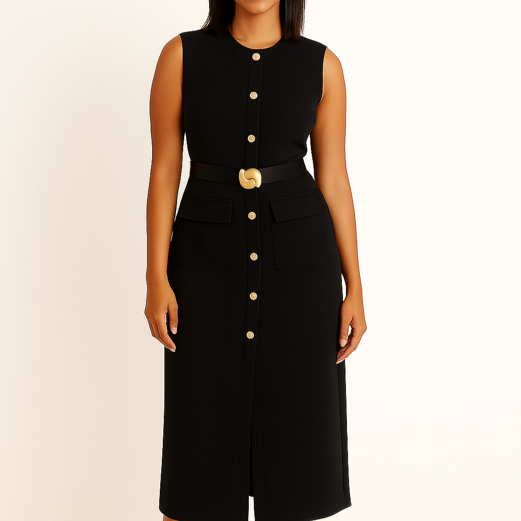 Robe Midi MIRELLA avec Ceinture et Boutons