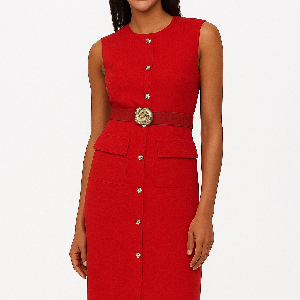 Robe Midi MIRELLA avec Ceinture et Boutons