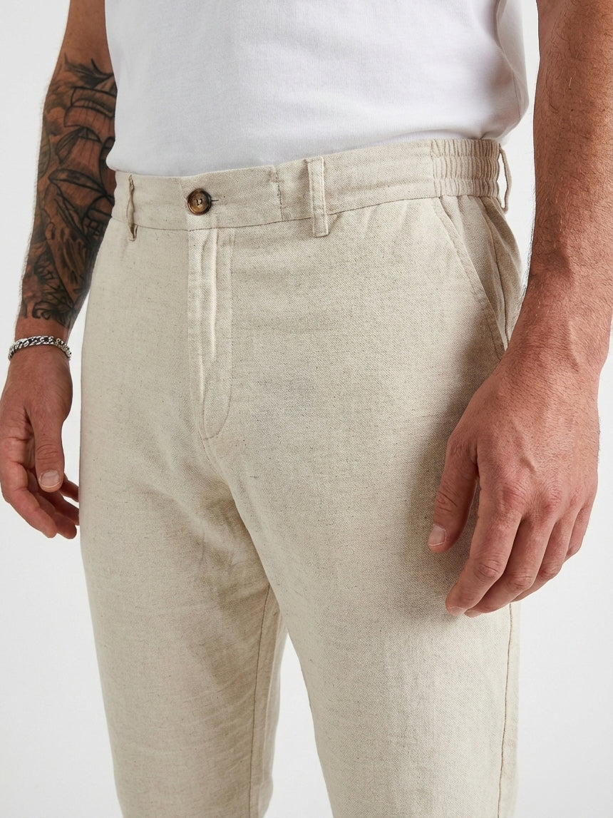 Pantalon en lin couleur sable