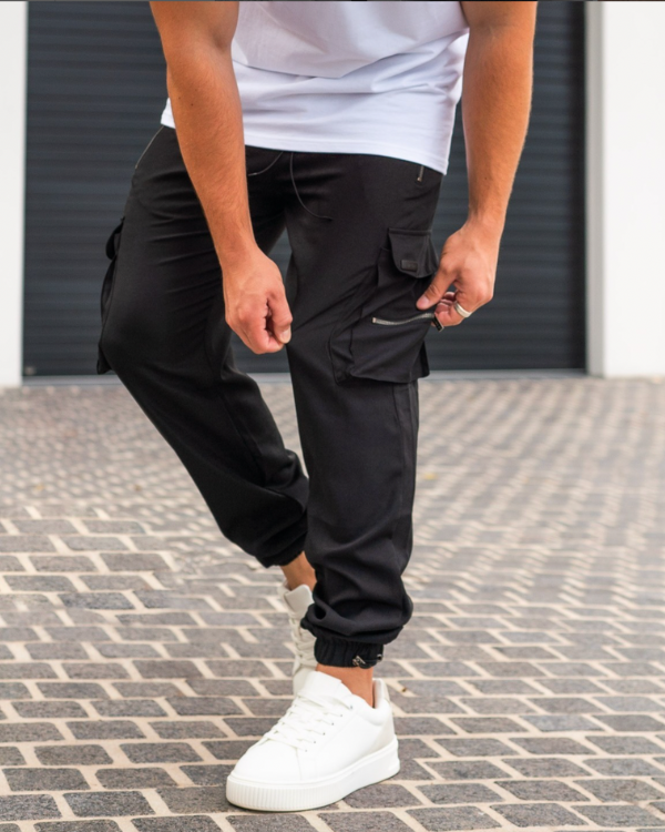 Pantalon cargo noir épuré 2.0