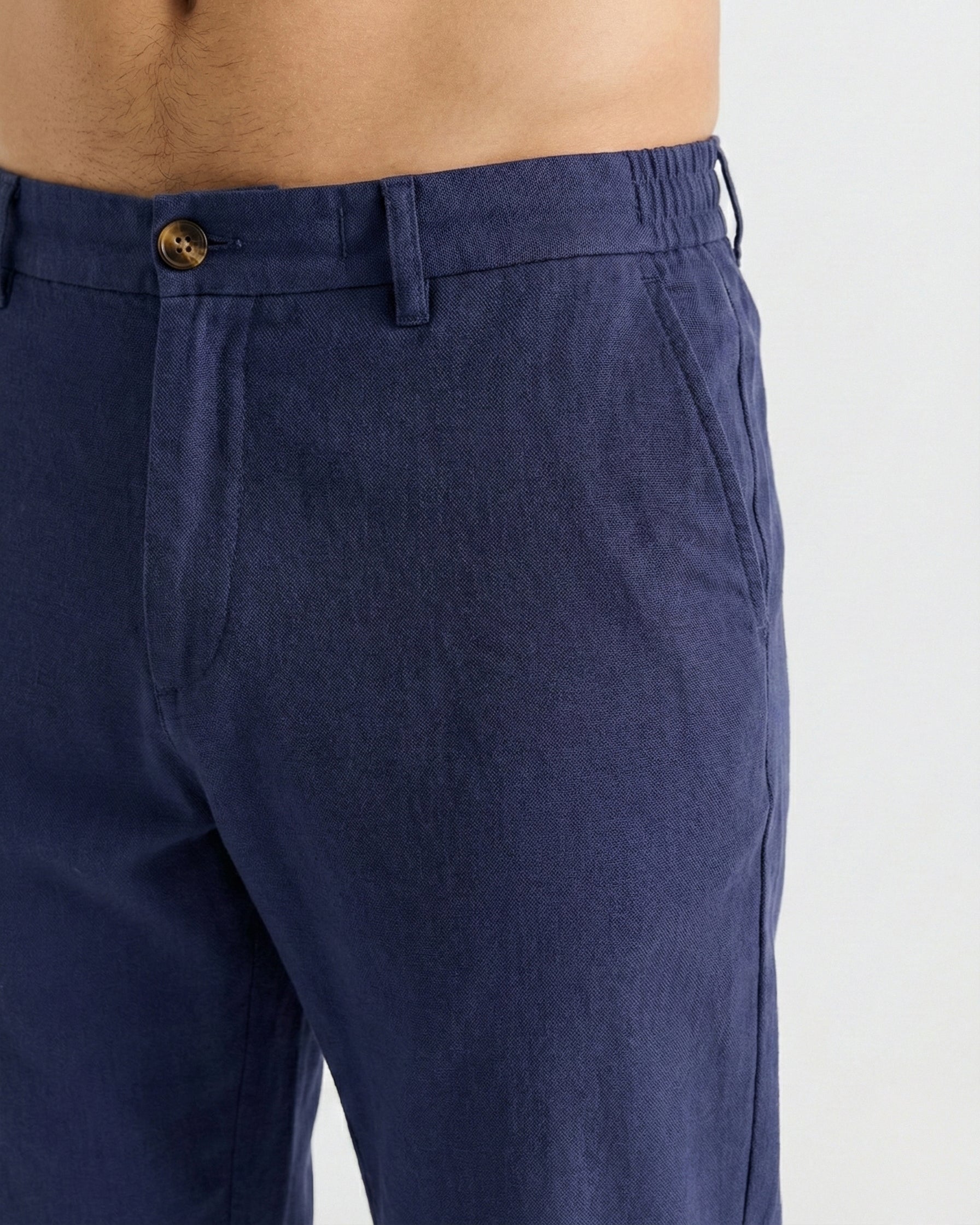 Pantalon en lin bleu marine - léger et respirant