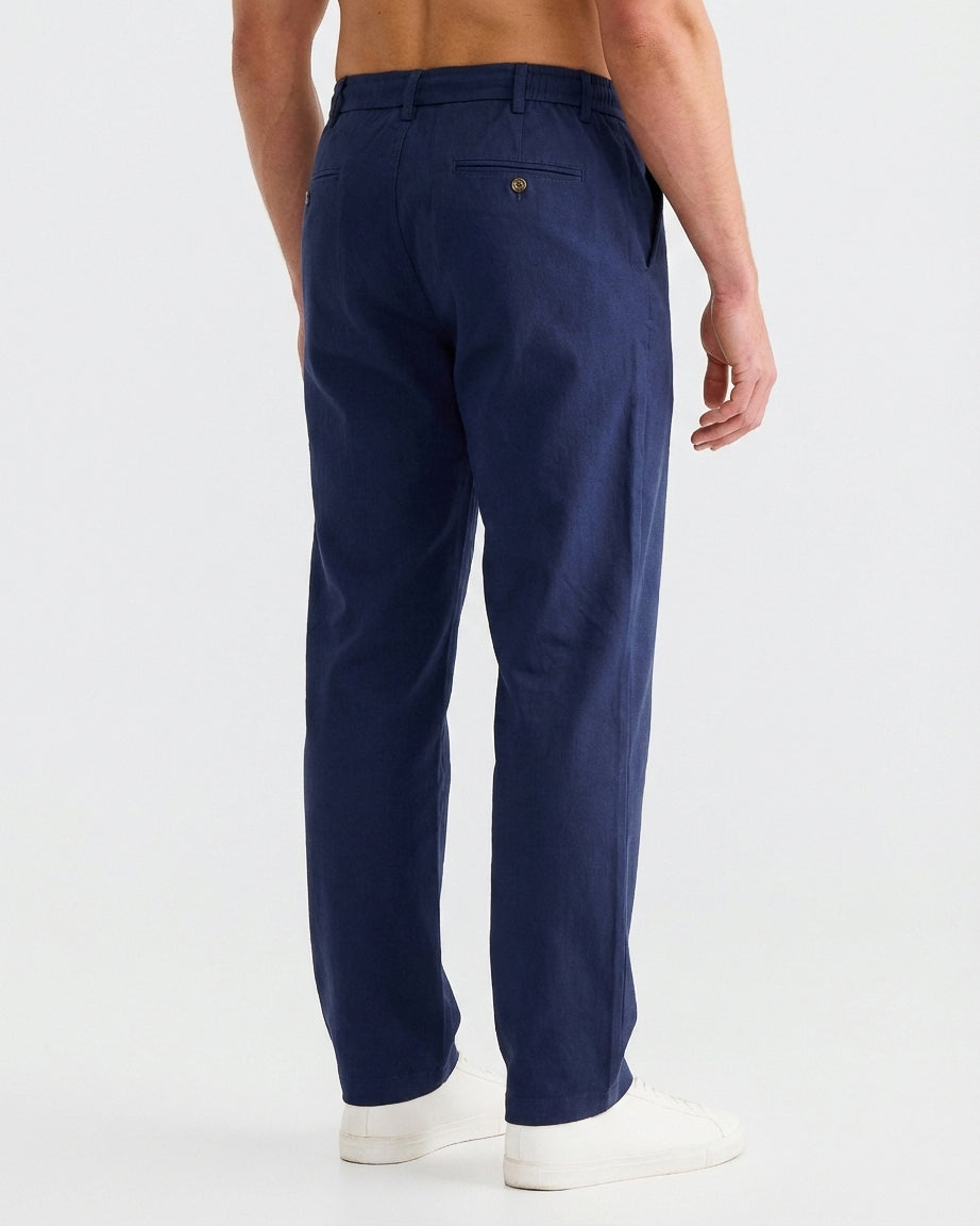 Pantalon en lin bleu marine - léger et respirant