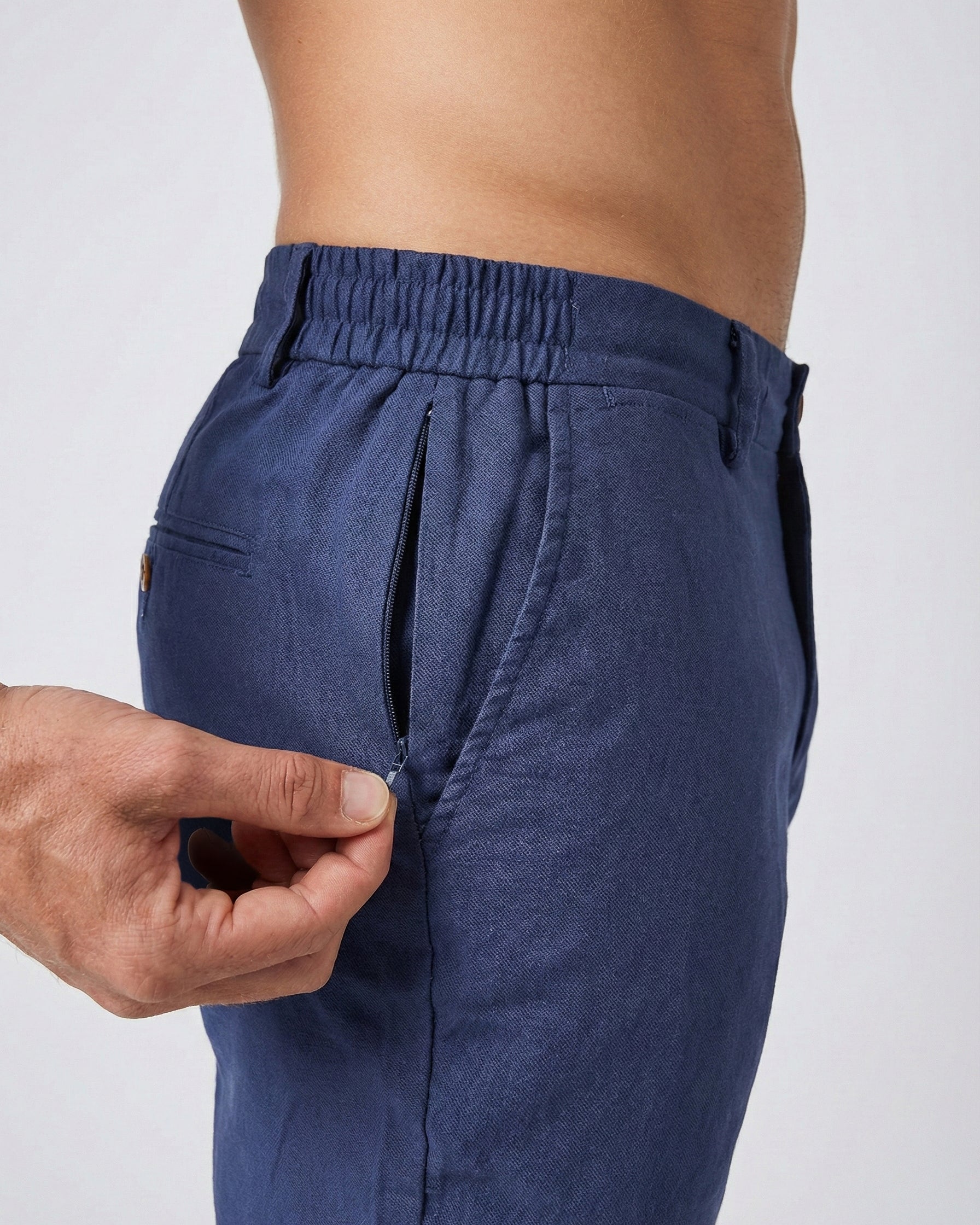 Pantalon en lin bleu marine - léger et respirant