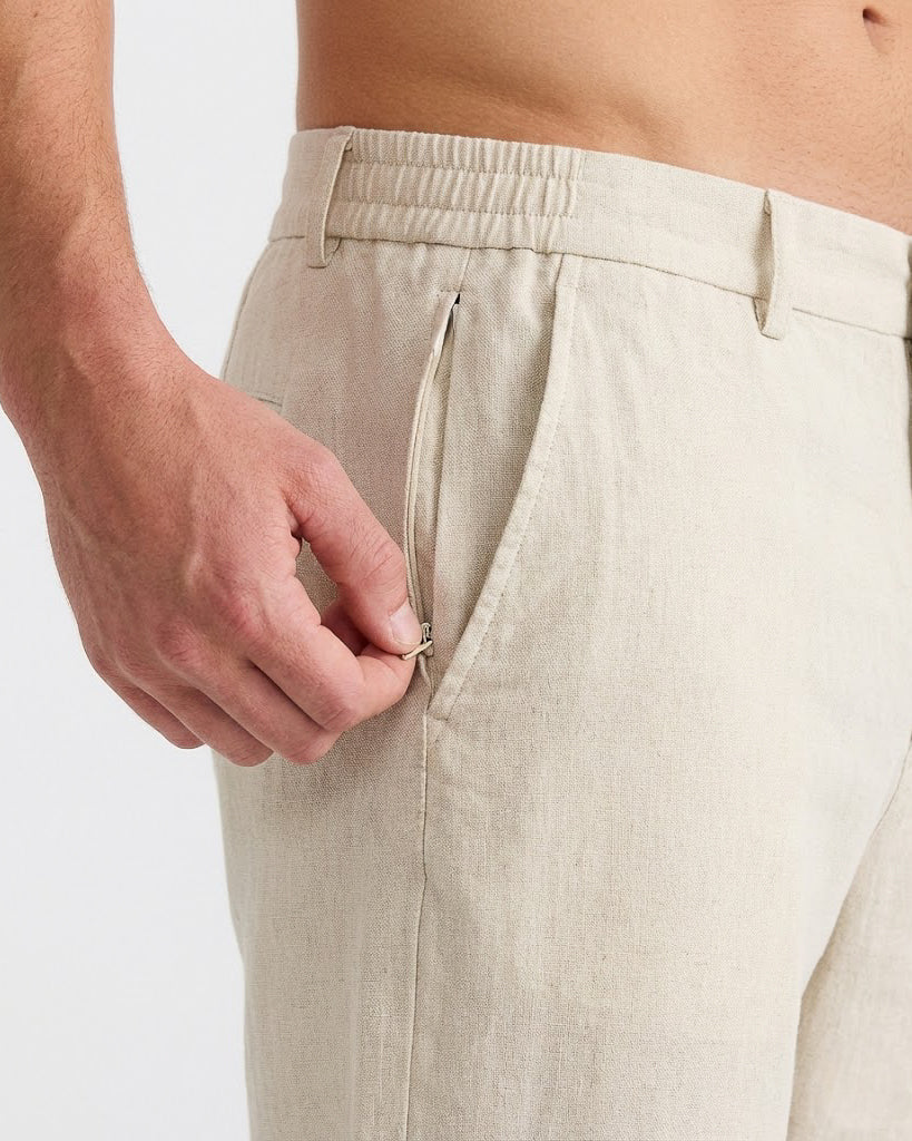 Pantalon en lin couleur sable