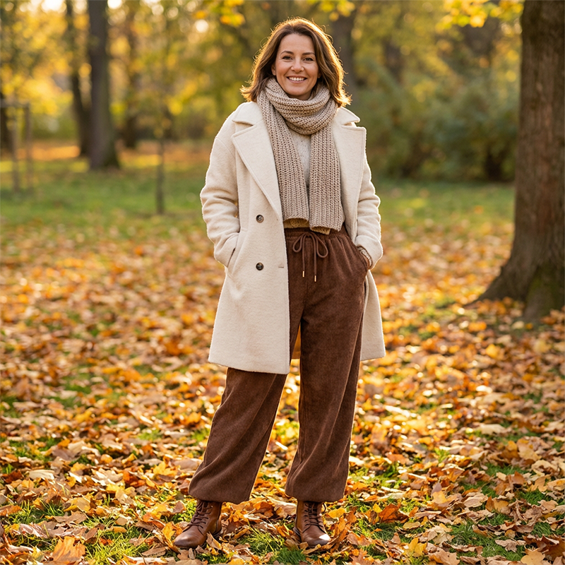 Pantalon en velours côtelé coupe ample ZELLE