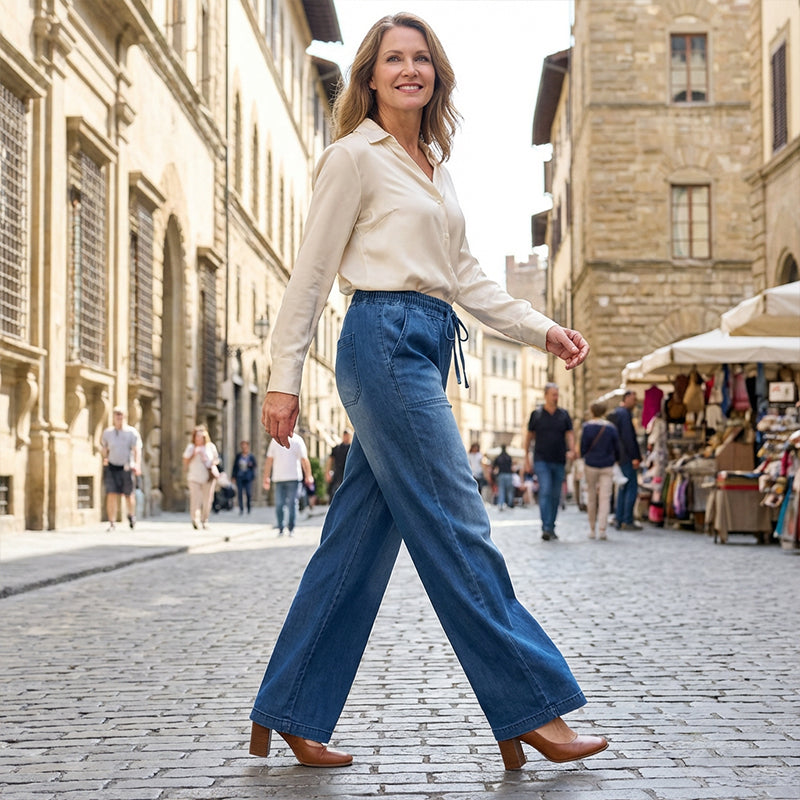Jean en denim à jambes larges MANON